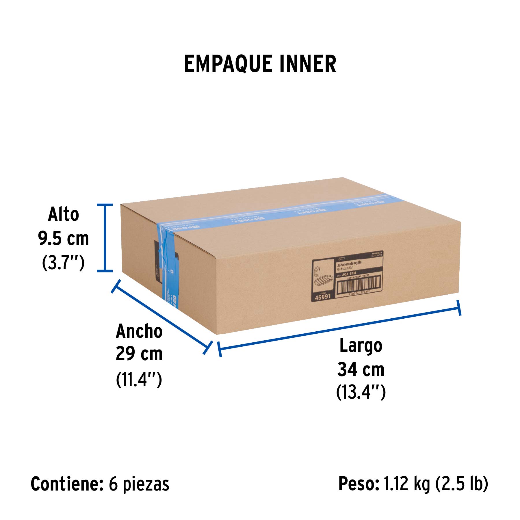 Jabonera de rejilla, negro, FOSET AQUA - Empaque
