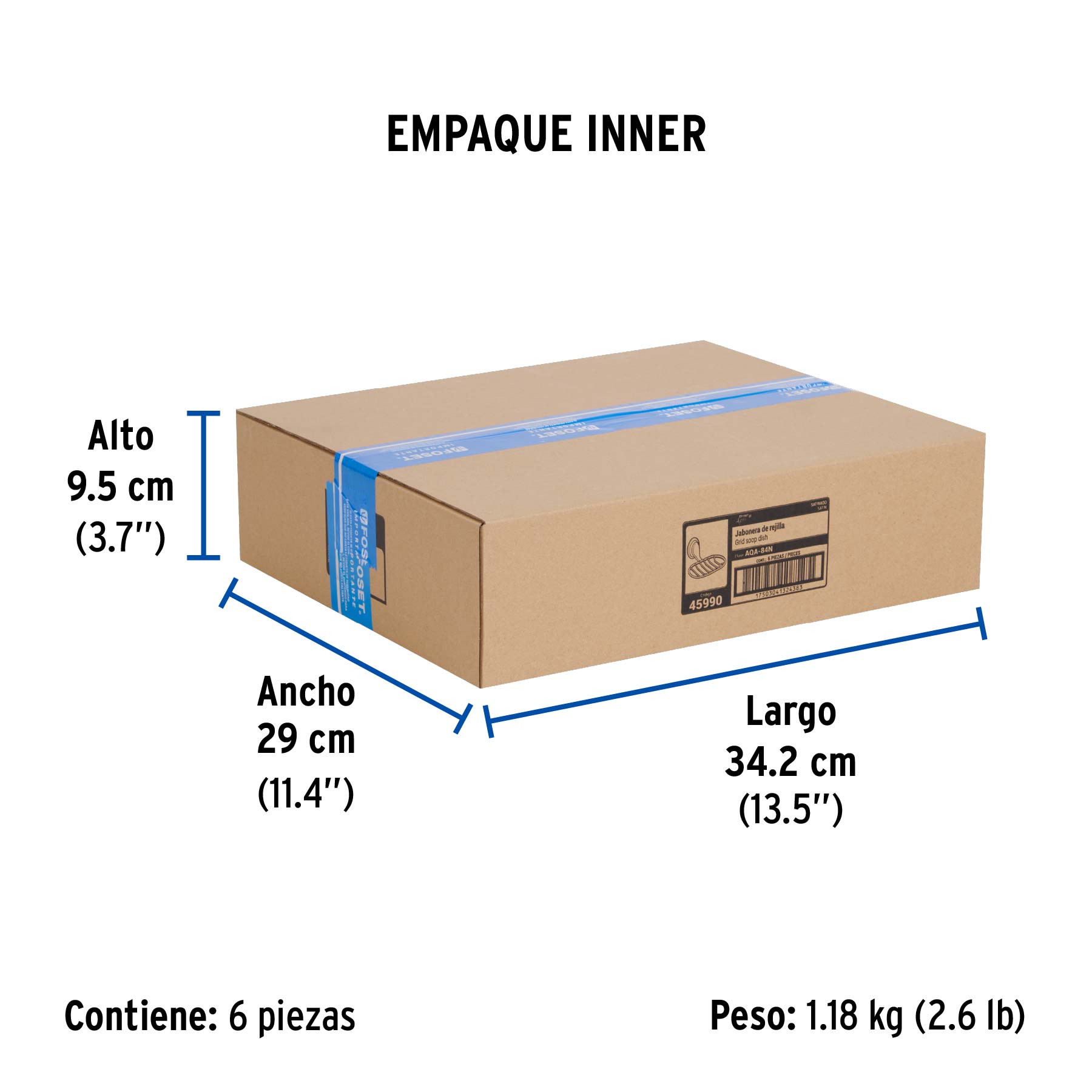 Jabonera de rejilla, níquel satín, FOSET AQUA - Empaque
