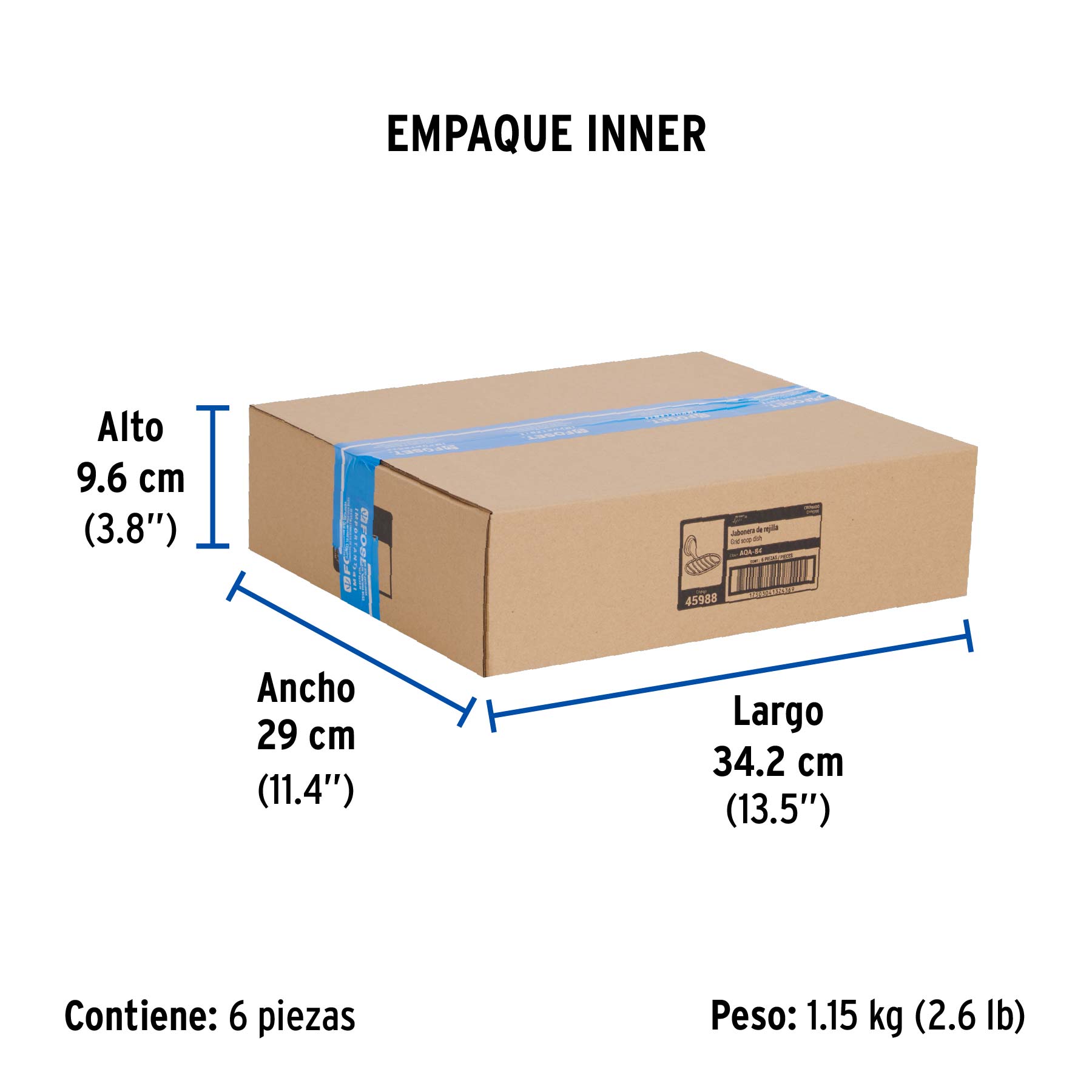 Jabonera de rejilla, cromo, FOSET AQUA - Empaque