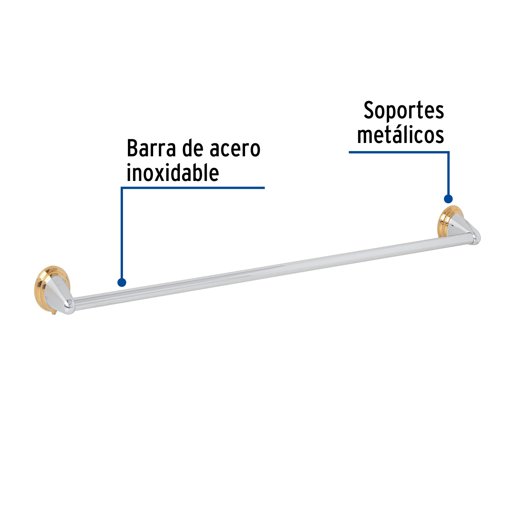 Toallero de barra largo, cromo-oro, FOSET AQUA