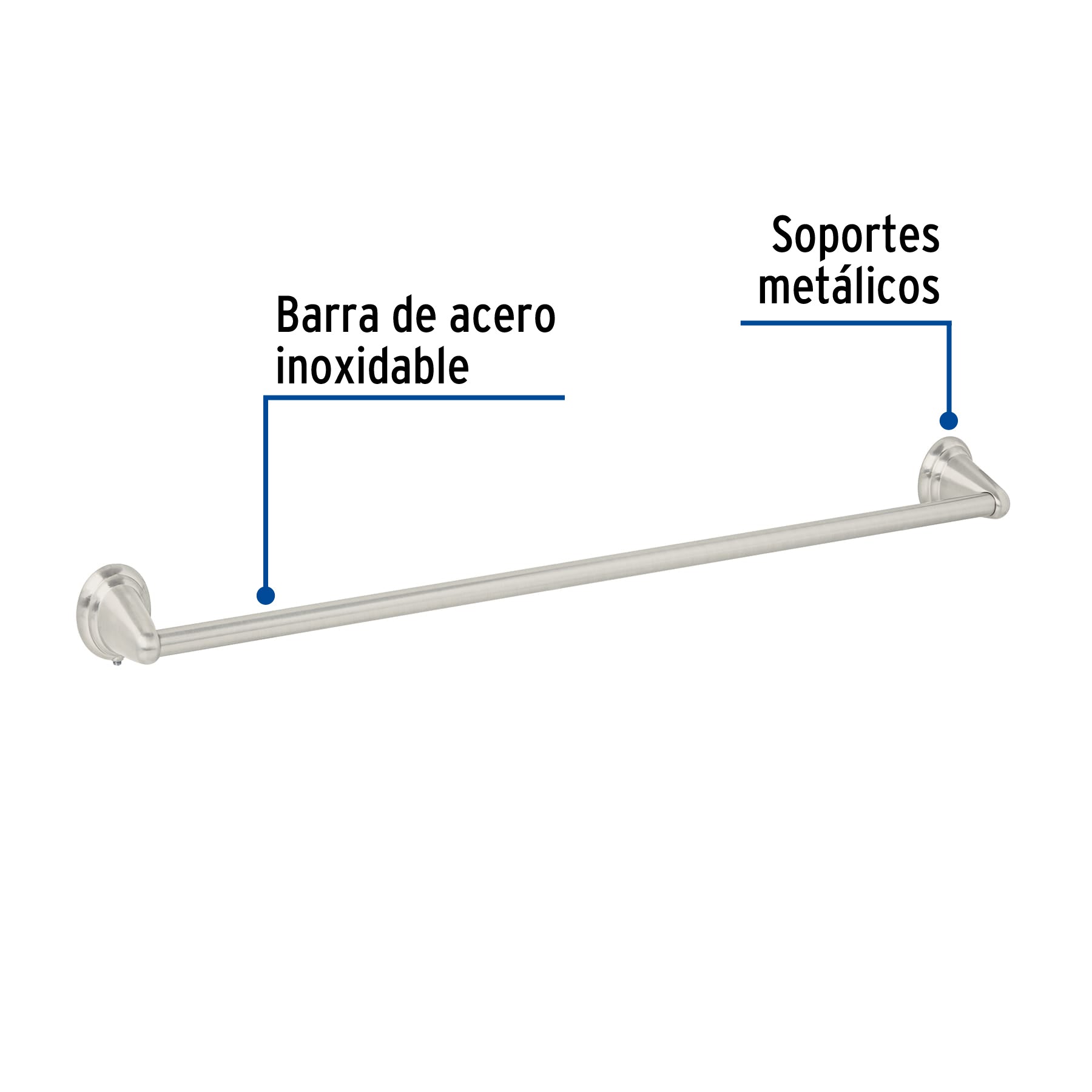 Toallero de barra largo, níquel satín, FOSET AQUA