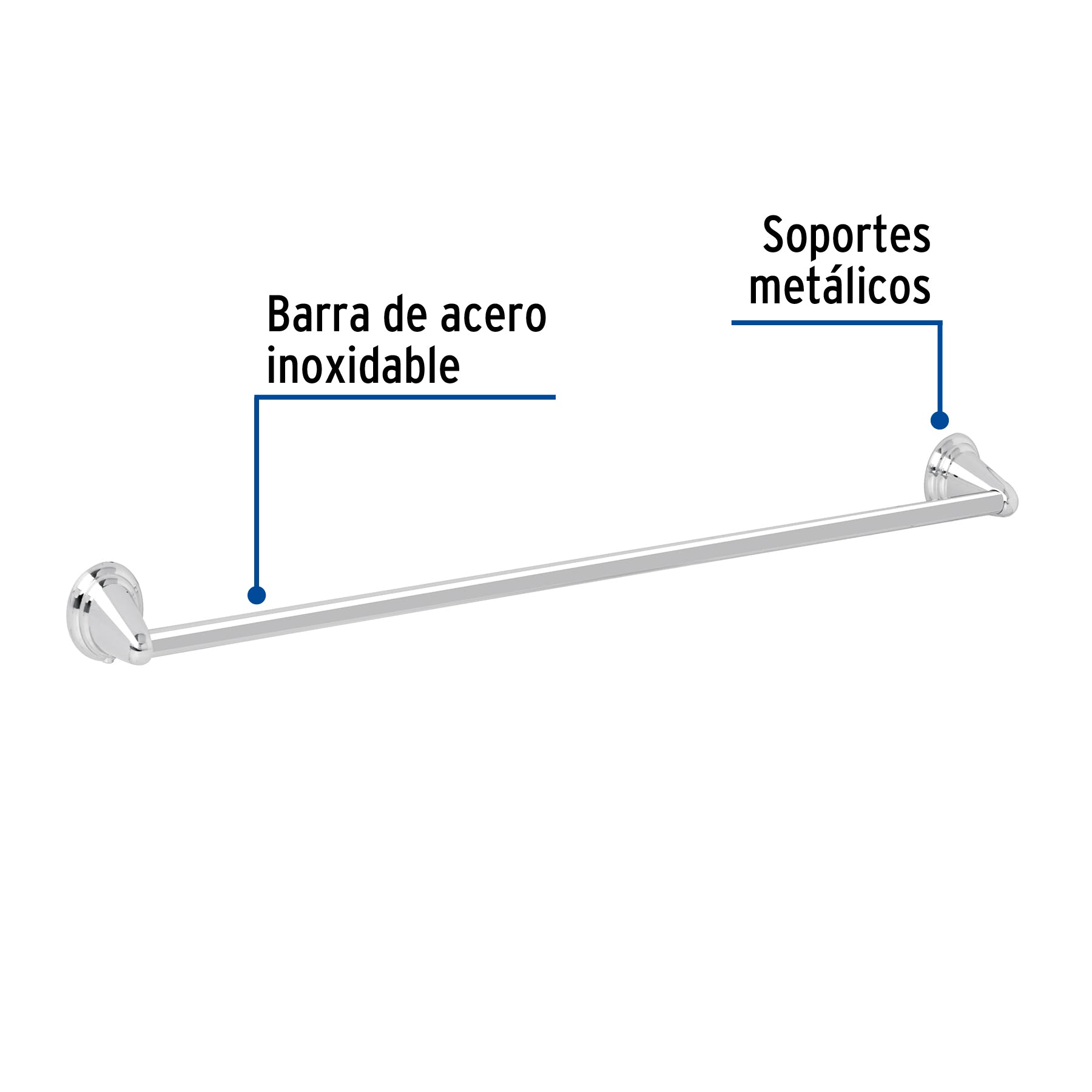 Toallero de barra largo, cromo, FOSET AQUA