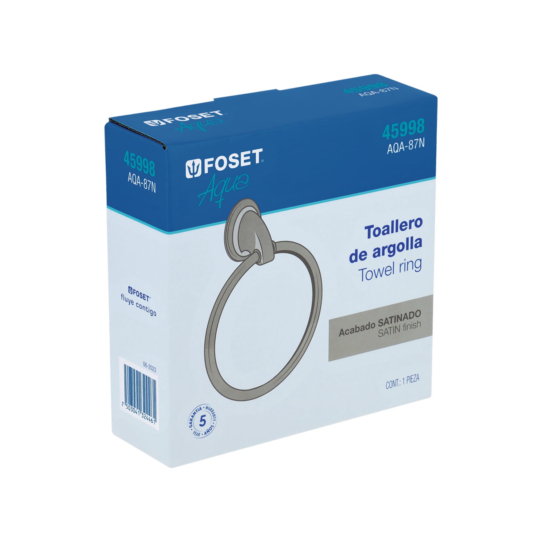Toallero de argolla, níquel satín, FOSET AQUA