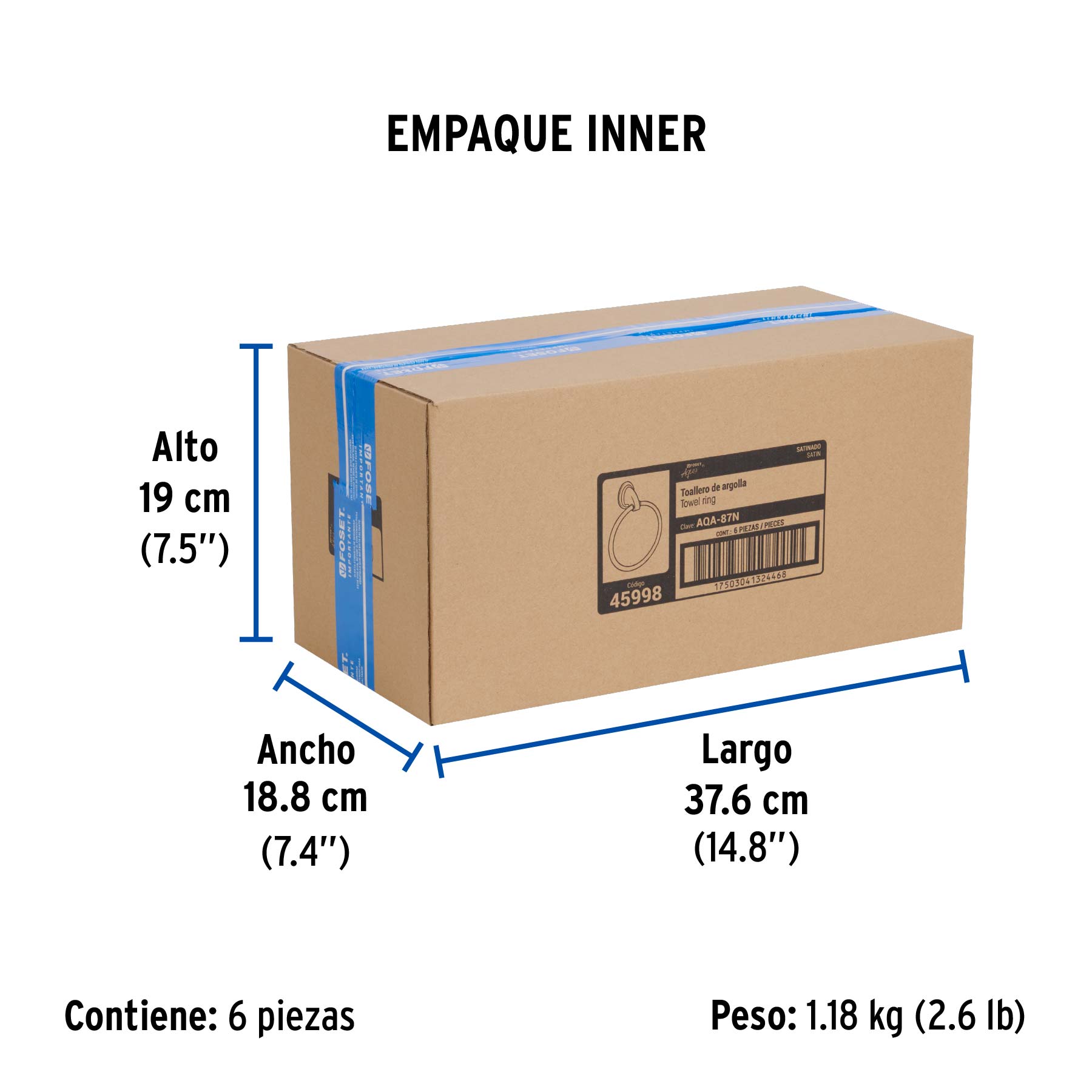 Toallero de argolla, níquel satín, FOSET AQUA - Empaque