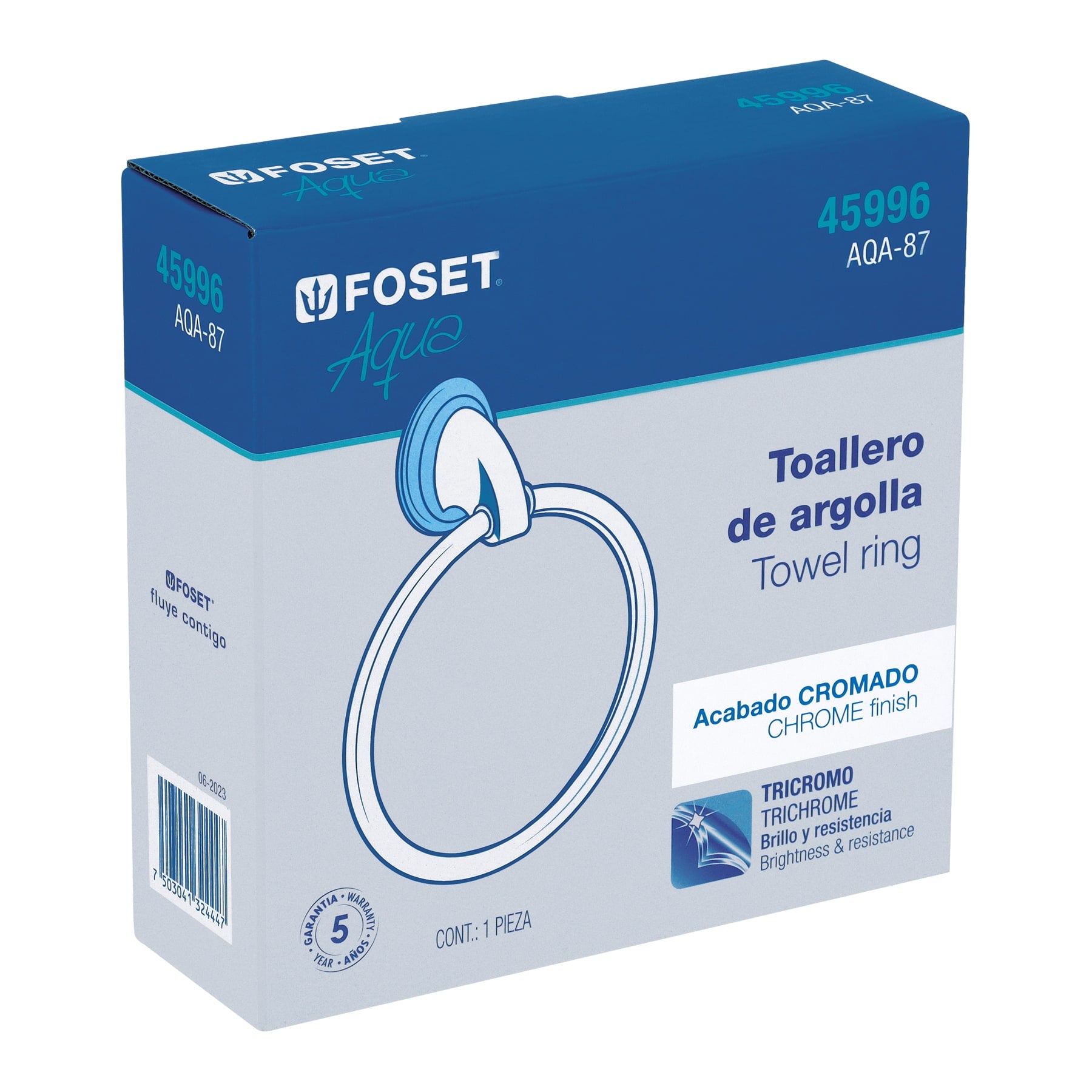 Toallero de argolla, cromo, FOSET AQUA