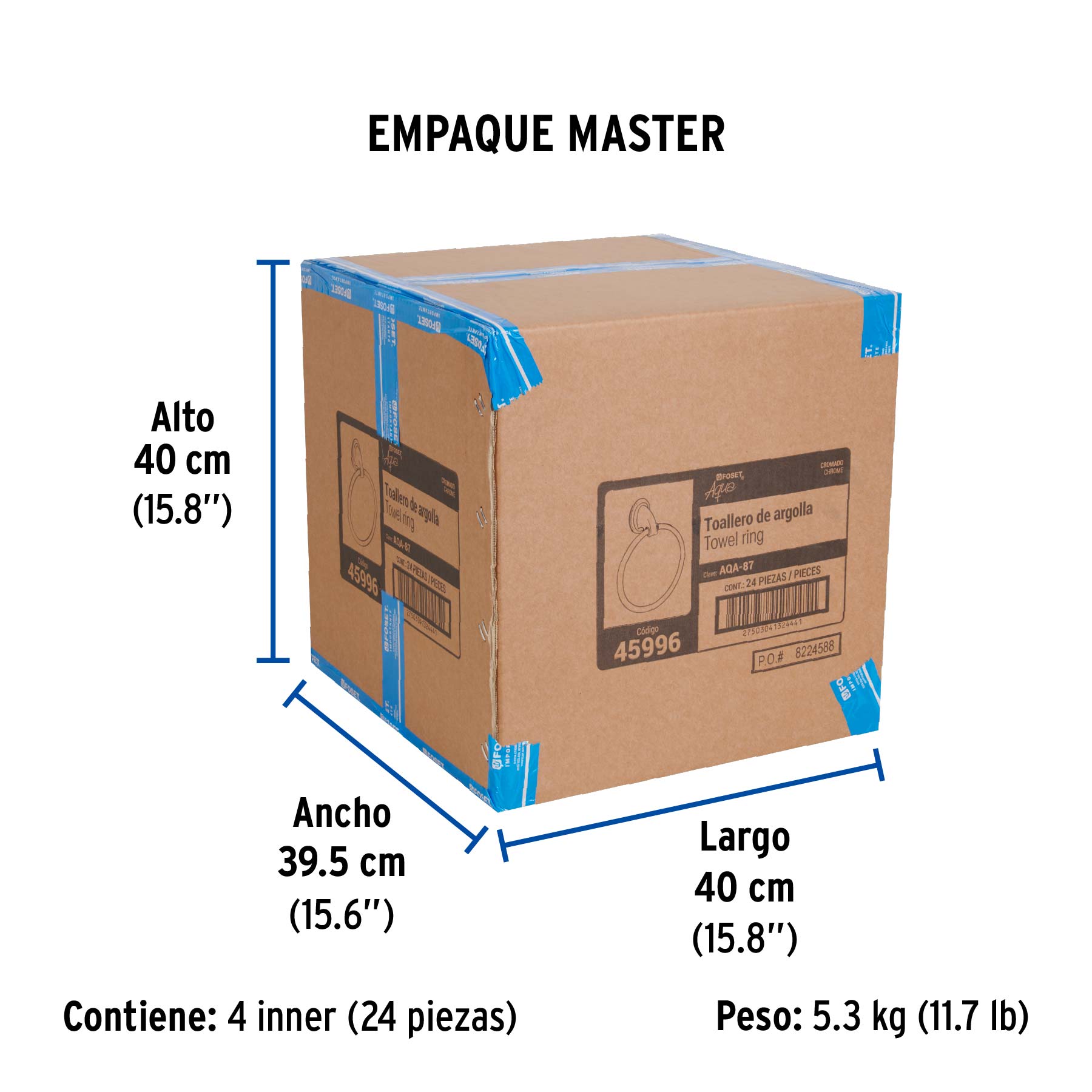 Toallero de argolla, cromo, FOSET AQUA - Empaque