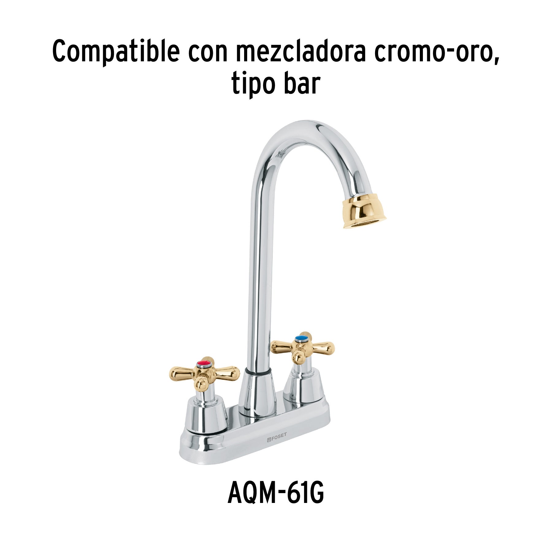 Cuello tipo bar para mezcladora de lavabo, cromo-oro, AQUA