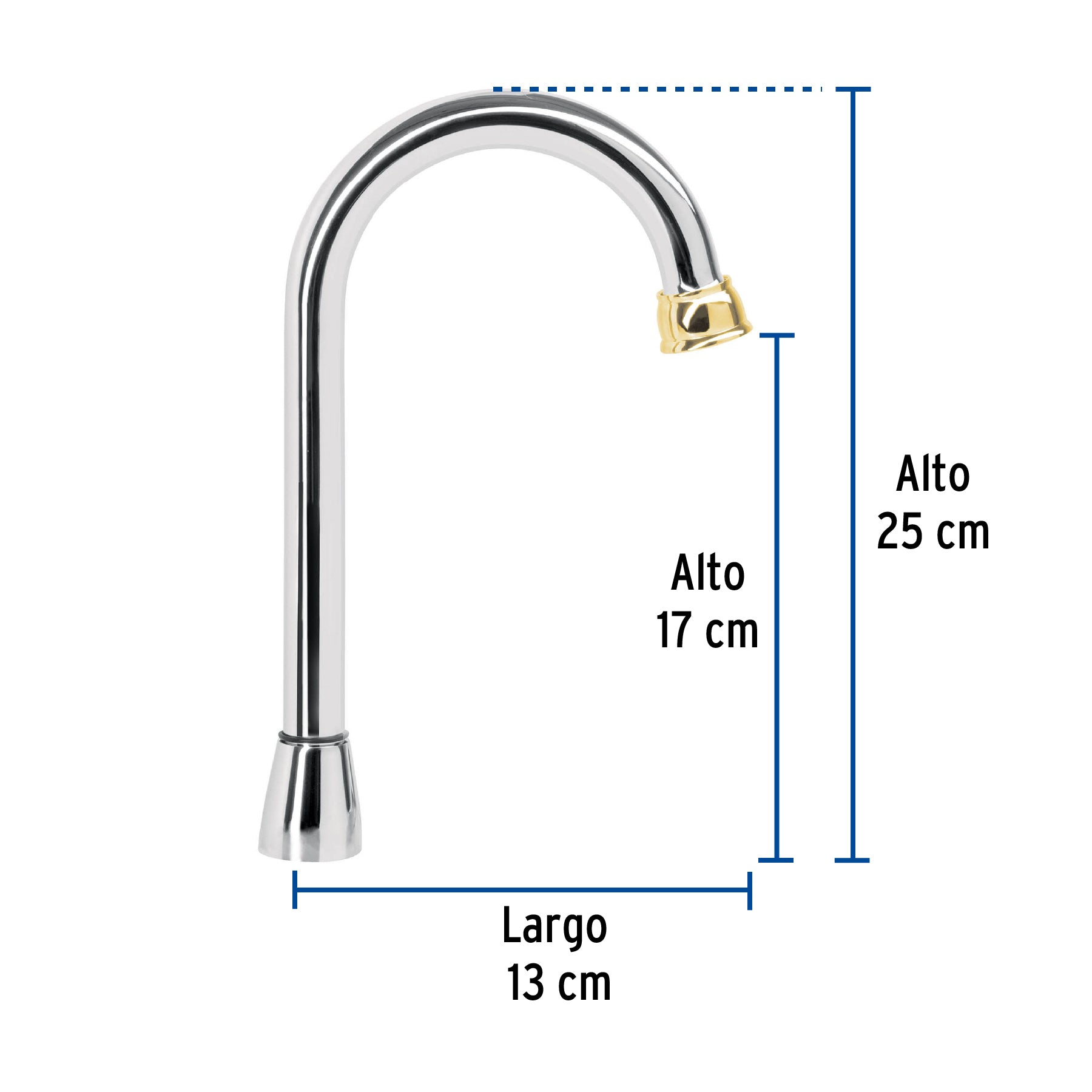 Cuello tipo bar para mezcladora de lavabo, cromo-oro, AQUA