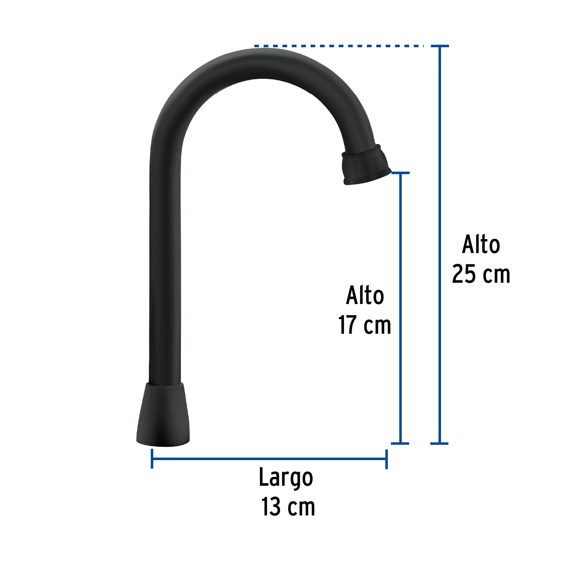 Cuello tipo bar para mezcladora de lavabo, negro mate, AQUA
