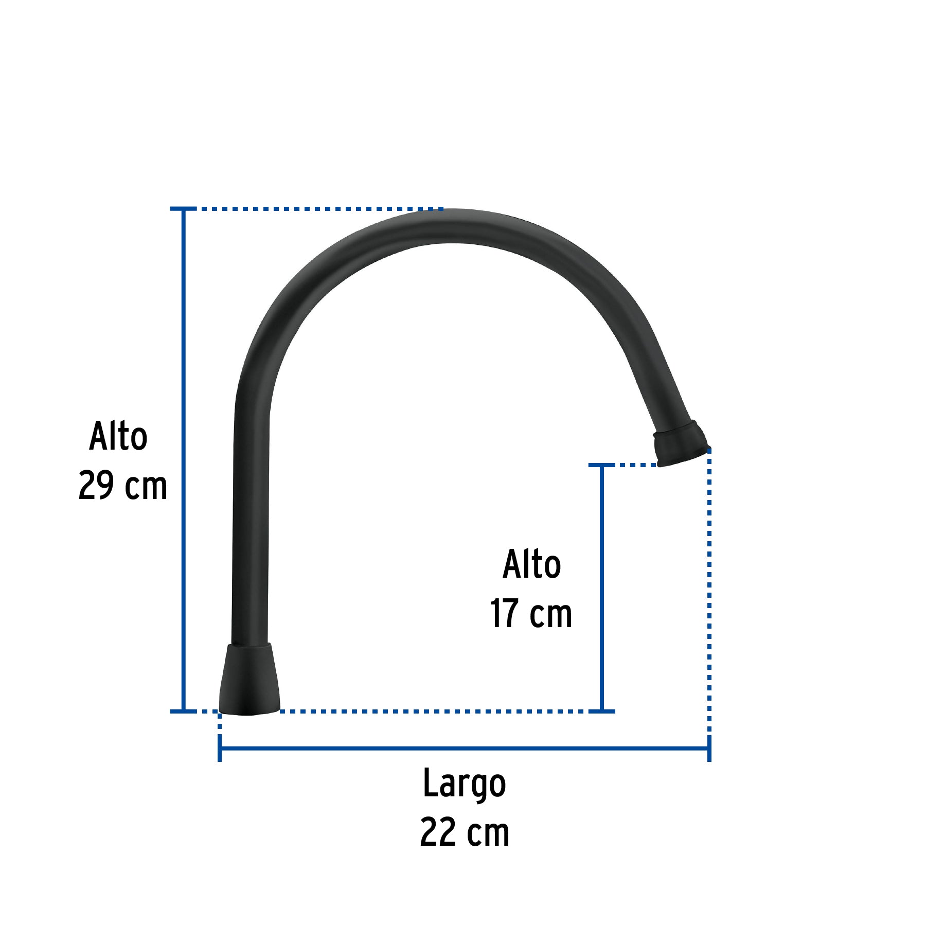 Cuello largo para mezcladora de fregadero, negro mate, AQUA
