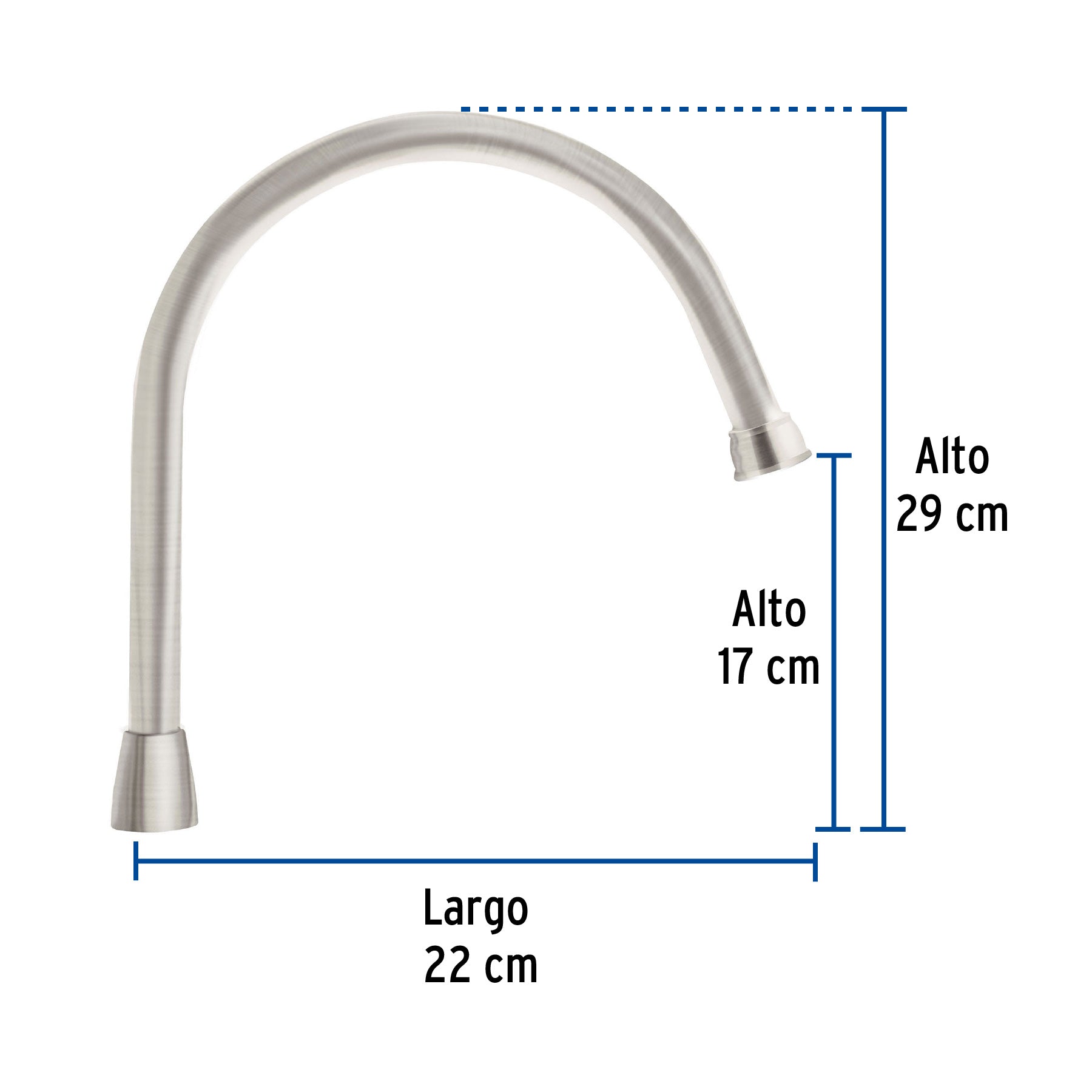 Cuello largo para mezcladora de fregadero, satín, AQUA