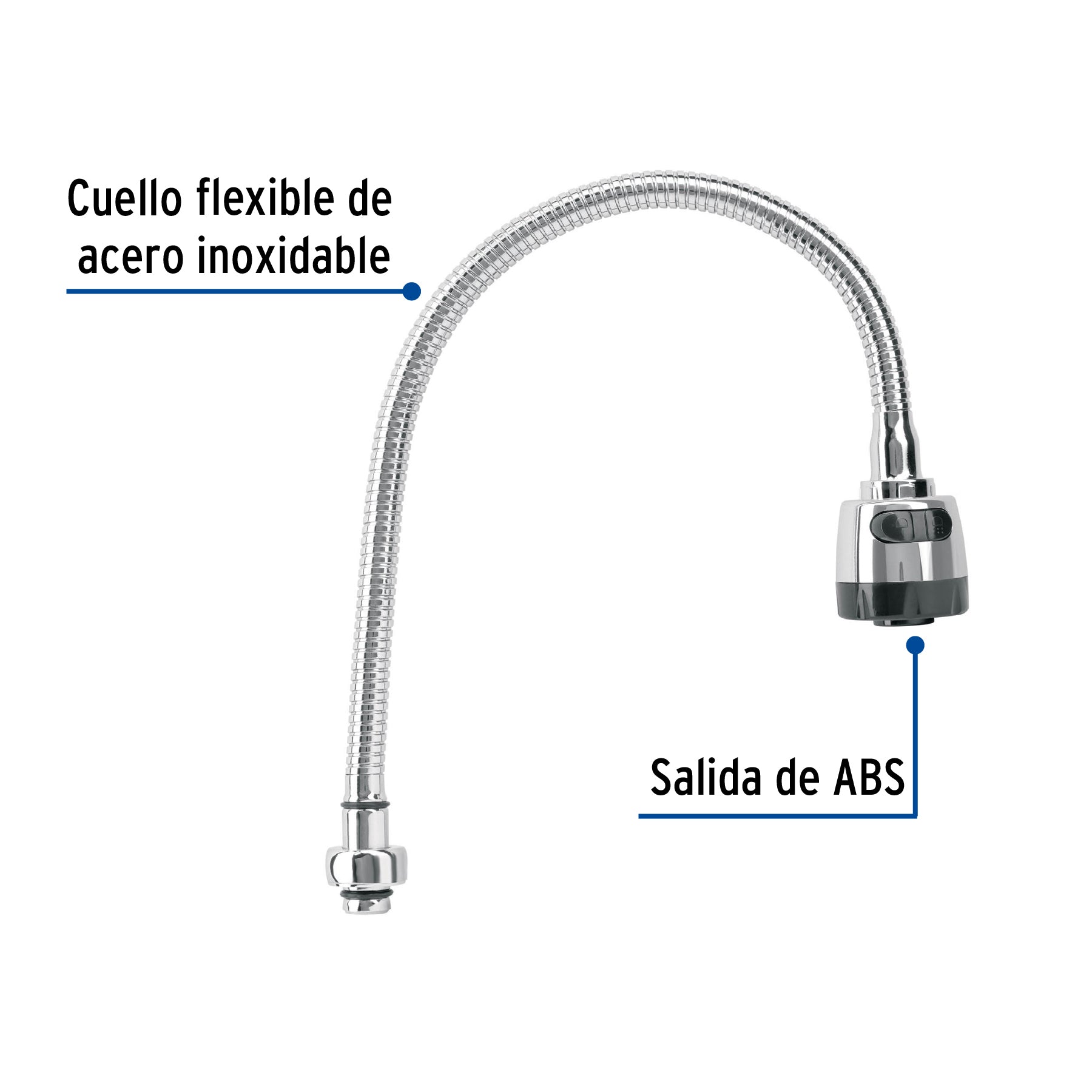Cuello flexible para mezcladora de fregadero, cromo, AQUA