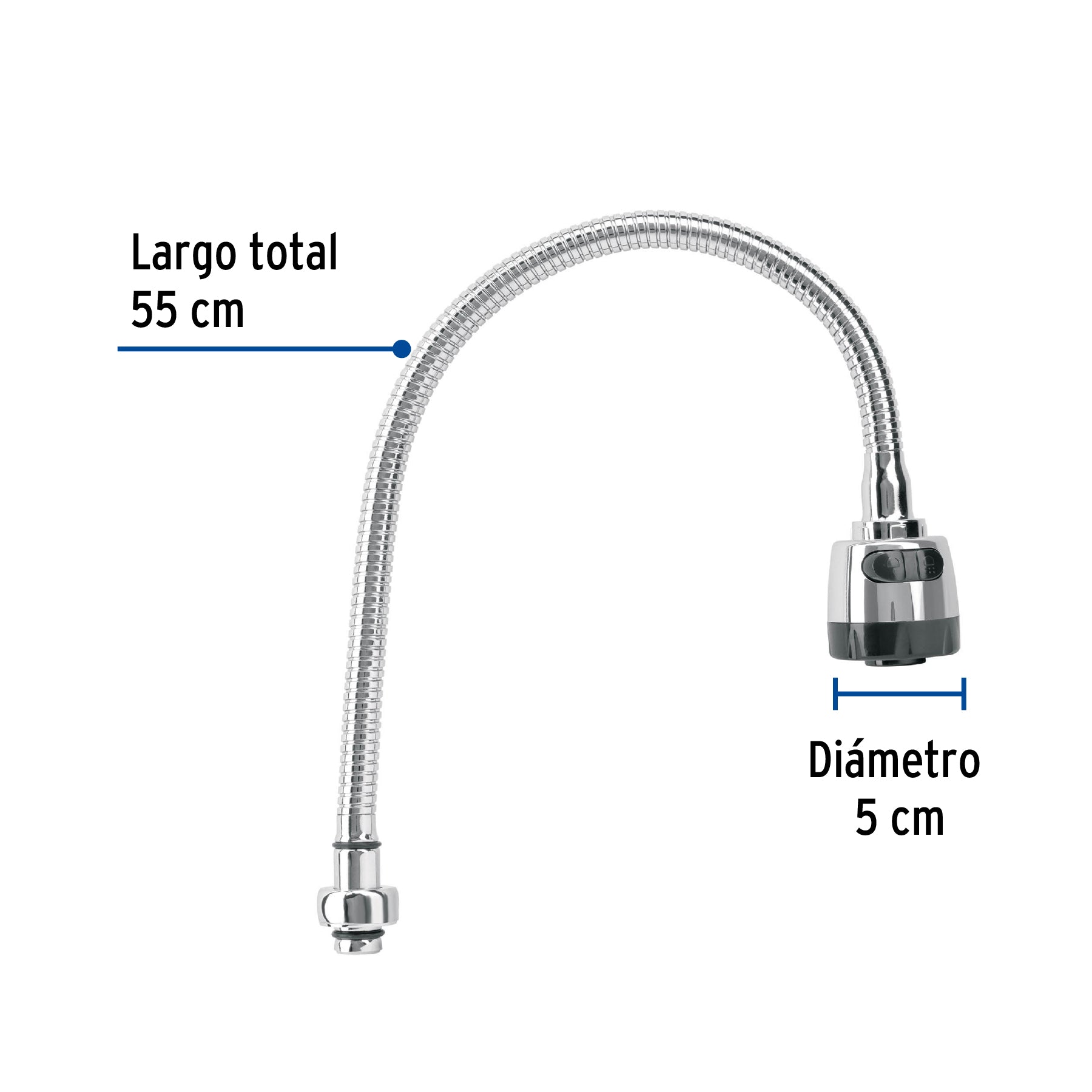 Cuello flexible para mezcladora de fregadero, cromo, AQUA