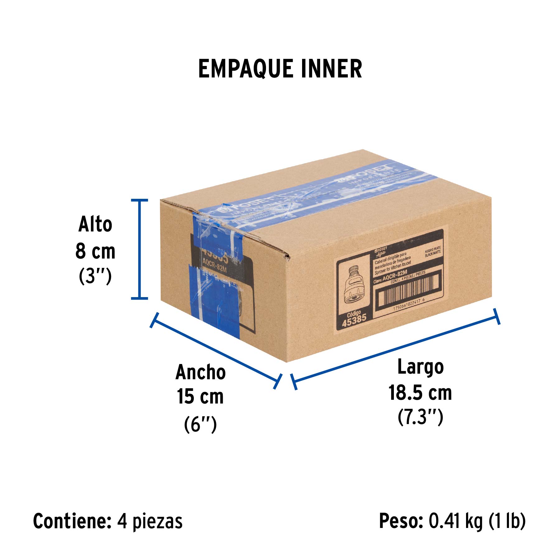 Cabezal dirigible para mezcladora de fregadero, negro, AQUA - Empaque