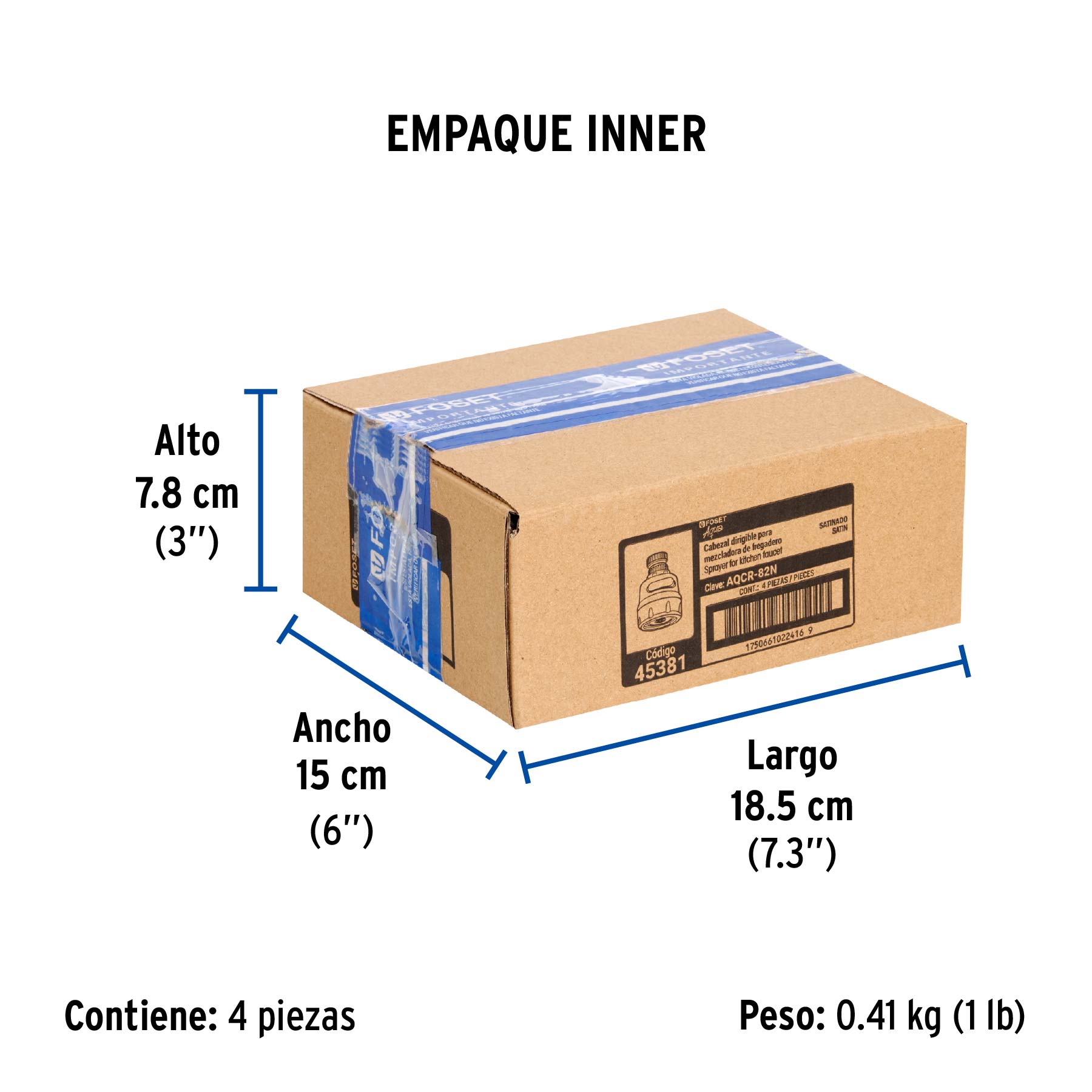 Cabezal dirigible para mezcladora de fregadero, satín, AQUA - Empaque