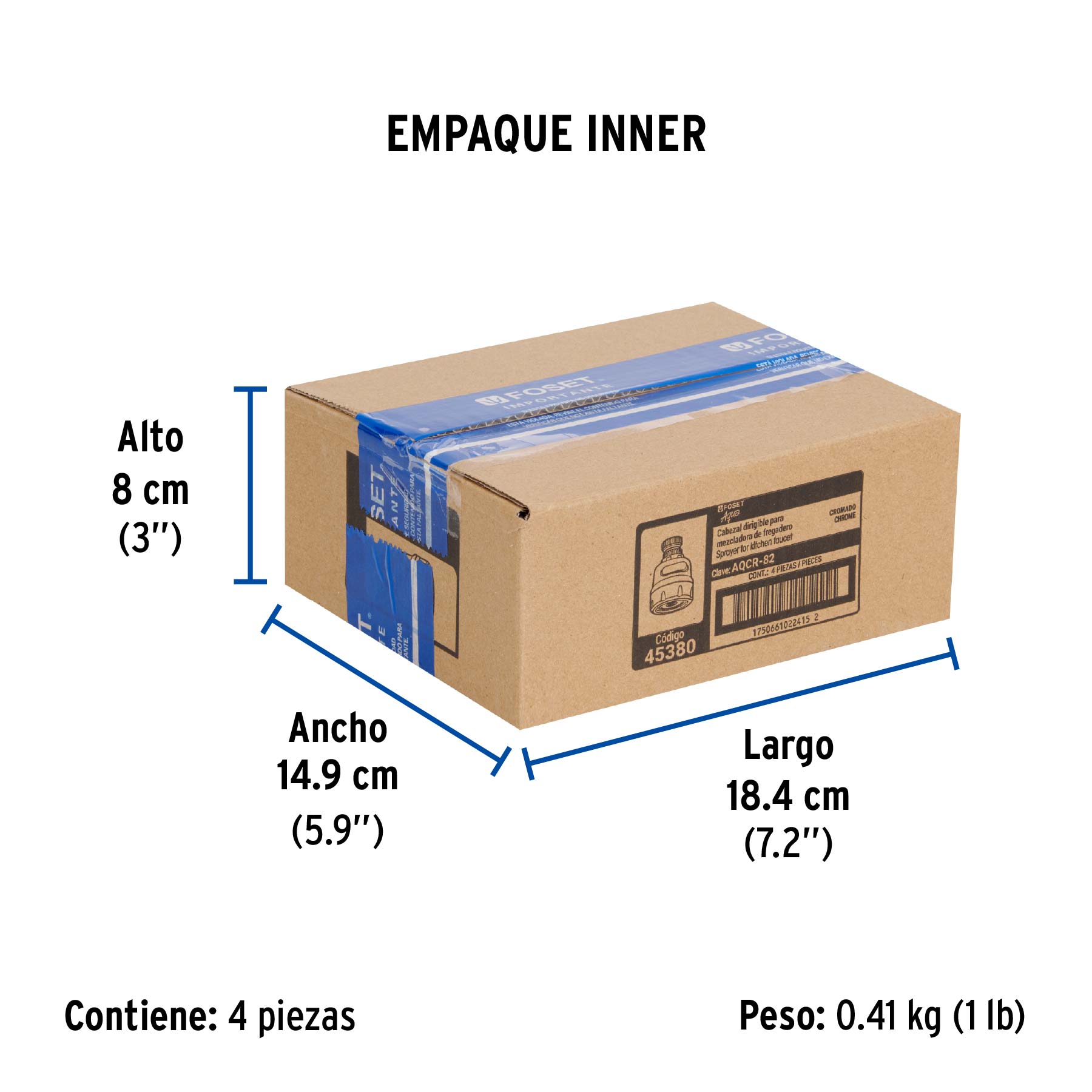 Cabezal dirigible para mezcladora de fregadero, cromo, AQUA - Empaque