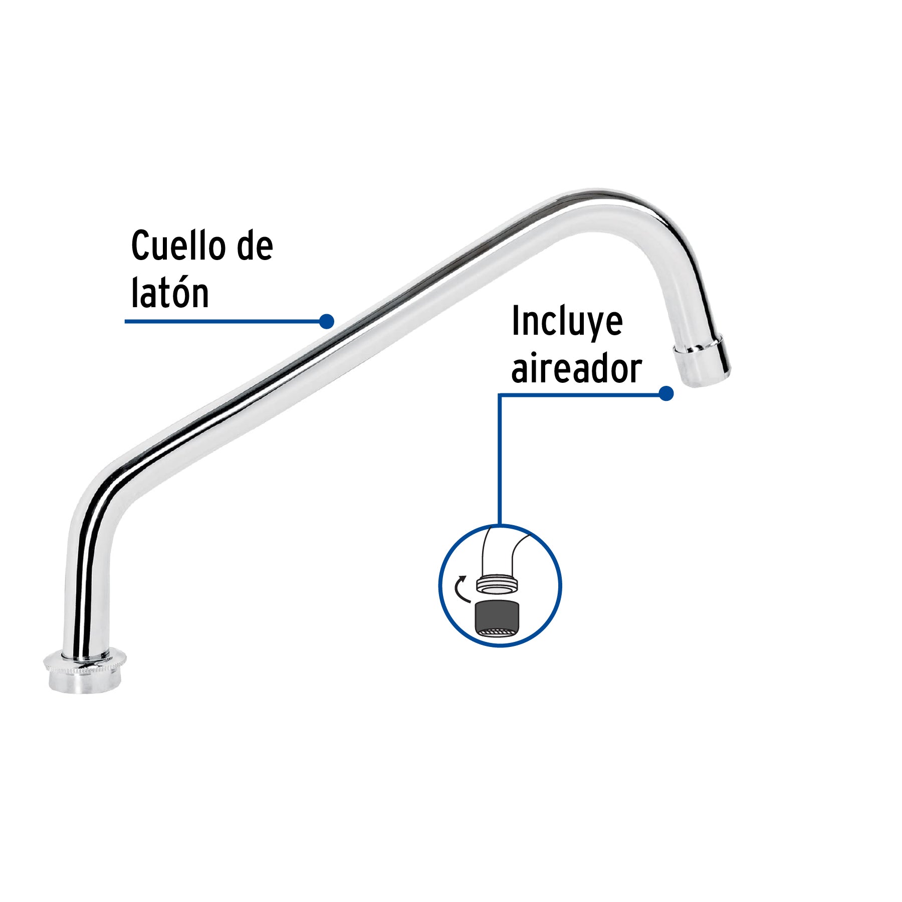 Cuello estándar para mezcladora de fregadero, cromo, AQUA
