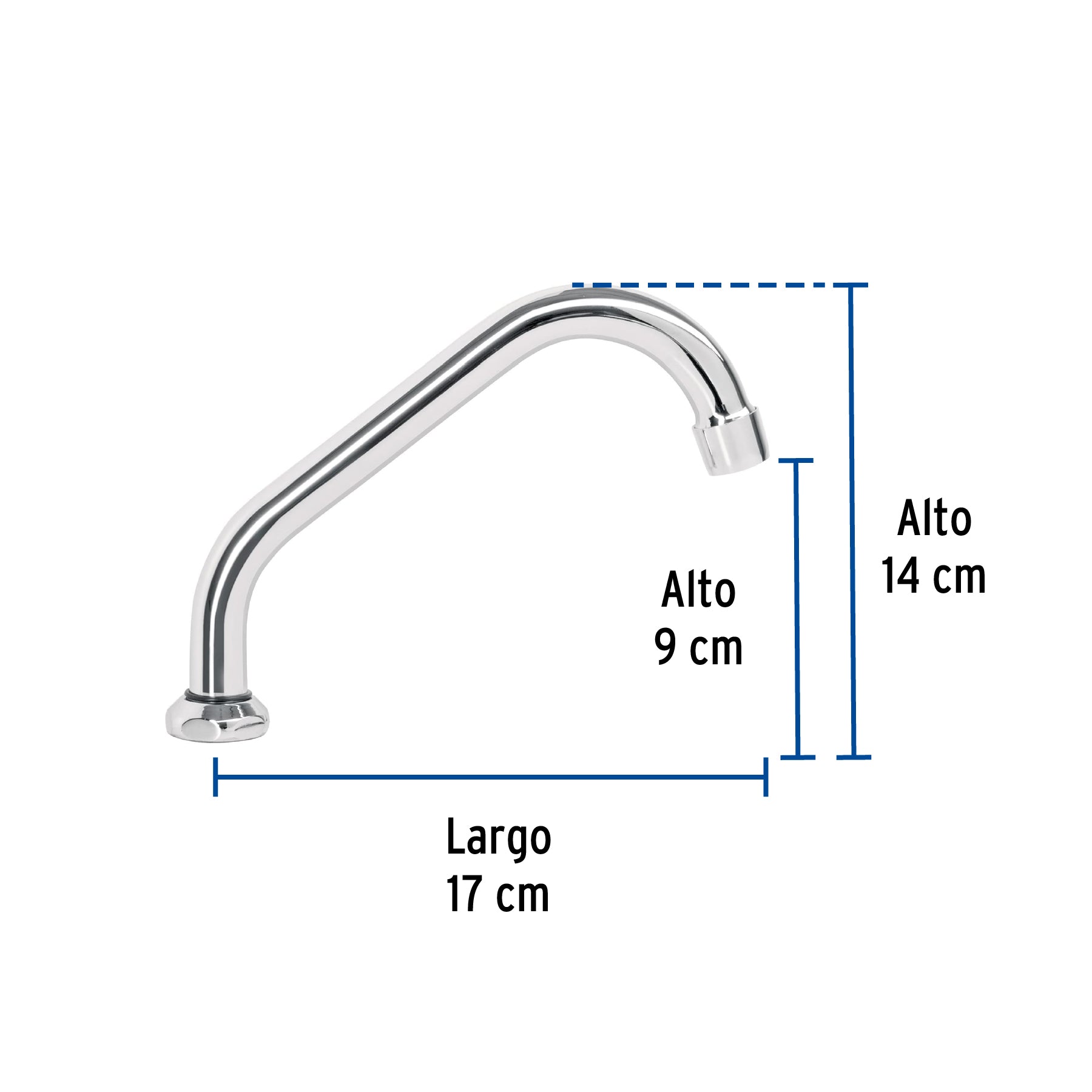 Cuello corto para mezcladora de fregadero, cromo, AQUA