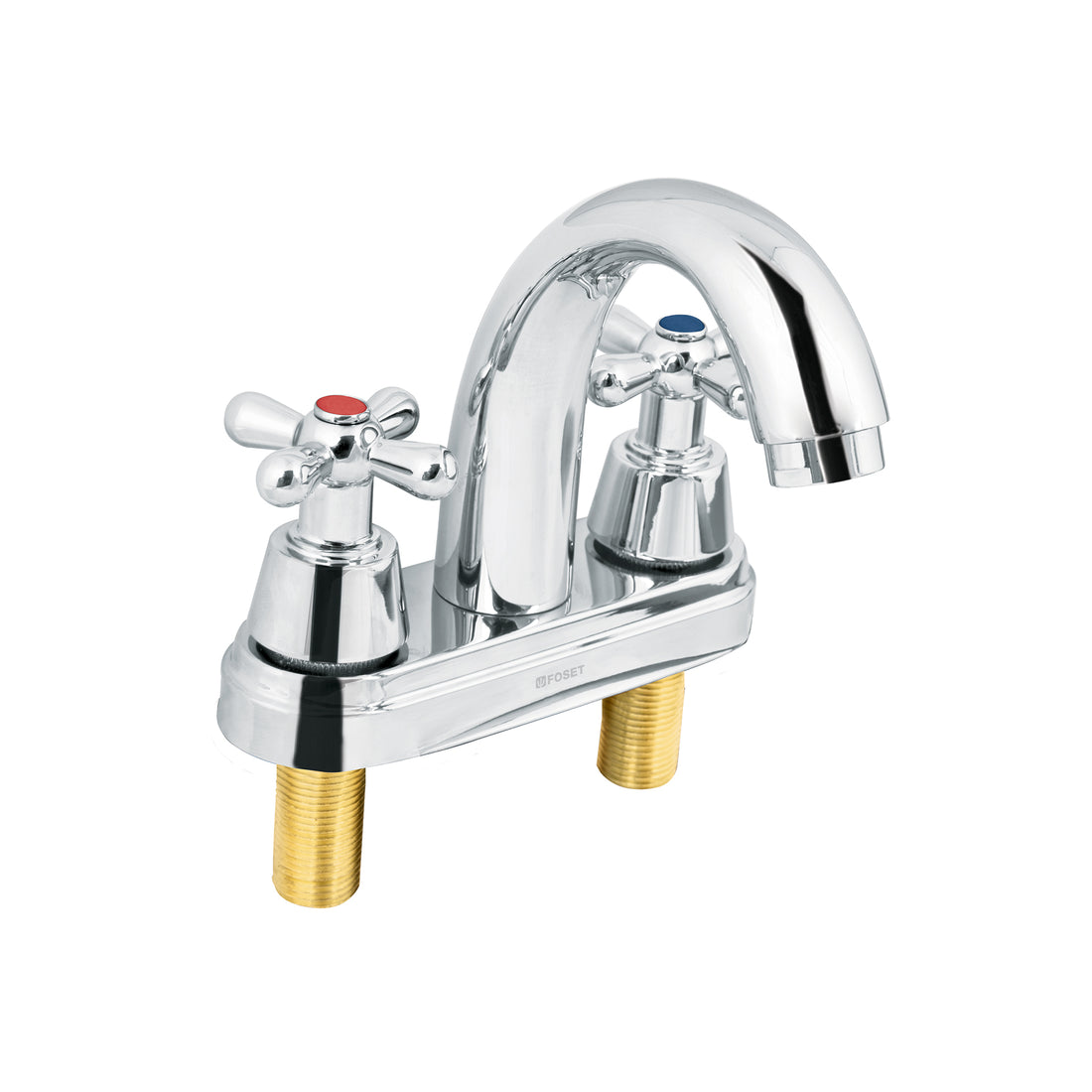 Mezcladora lavabo 4" cromo, nariz curva, cruceta, AQUA