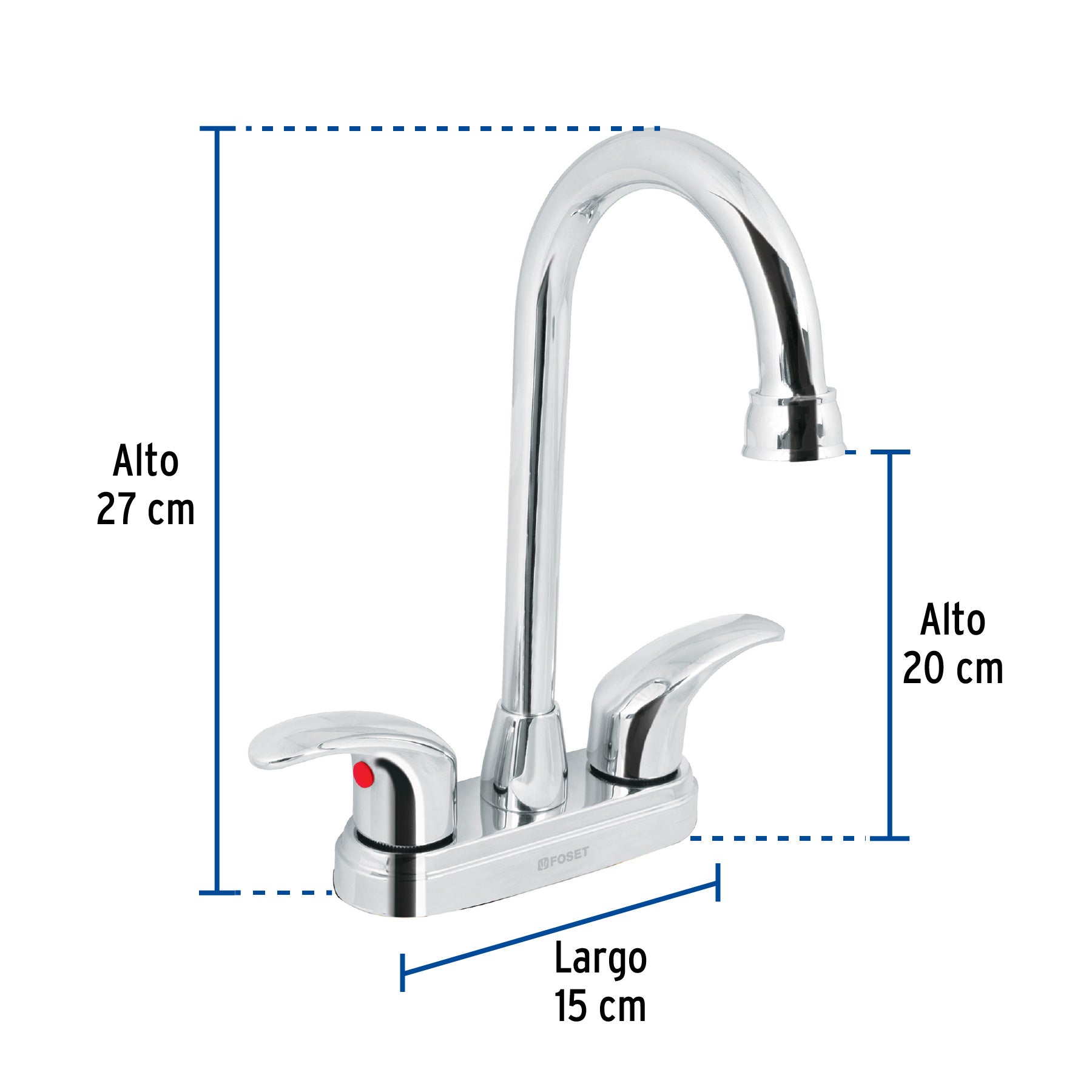 Mezcladora lavabo 4" cromo, tipo bar, palanca, AQUA