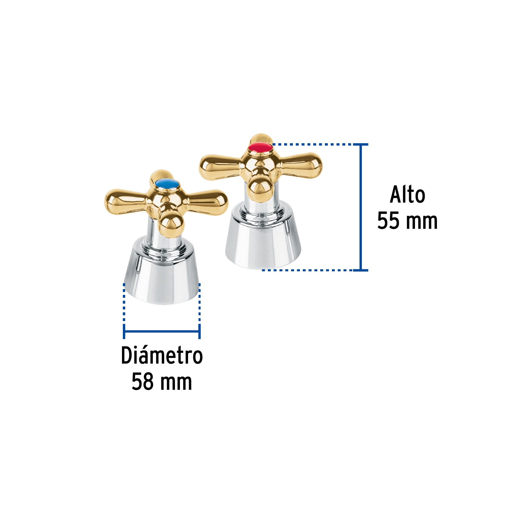 Juego de manerales de cruceta p/lav-fregadero,cromo oro AQUA