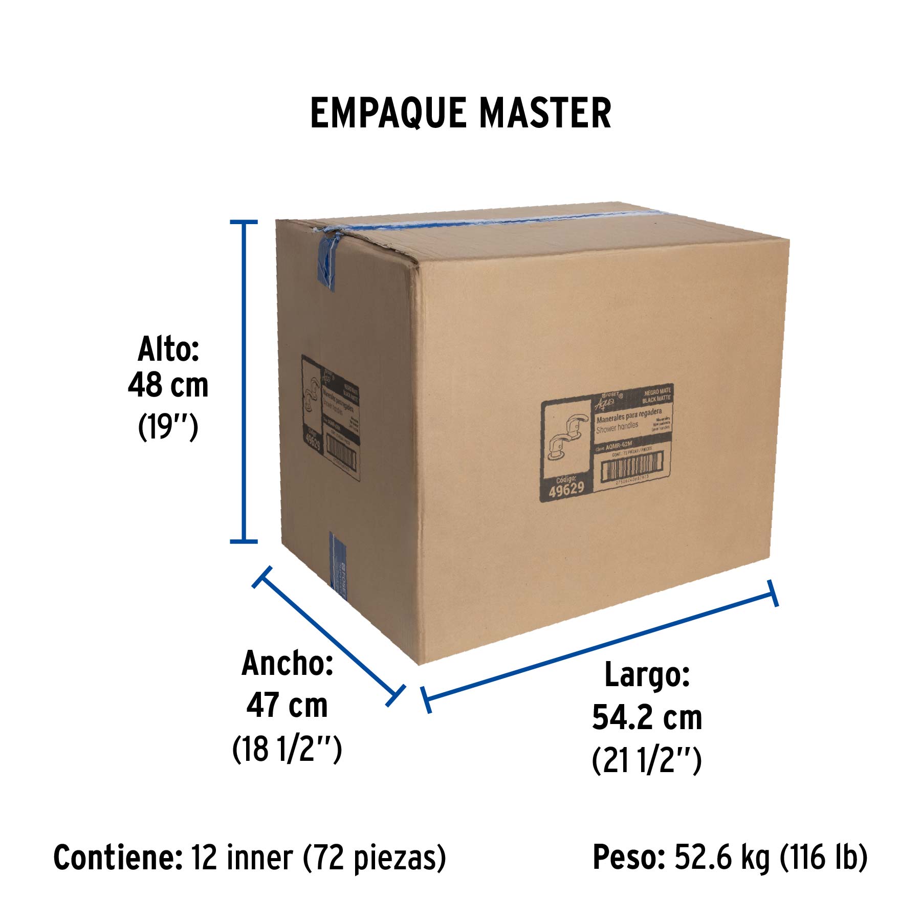 Juego de manerales de palanca para regadera, negro mate AQUA - Empaque