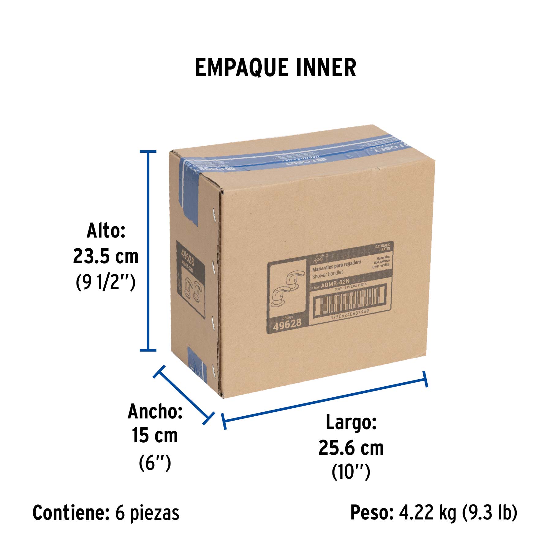 Juego de manerales de palanca para regadera, satín, AQUA - Empaque