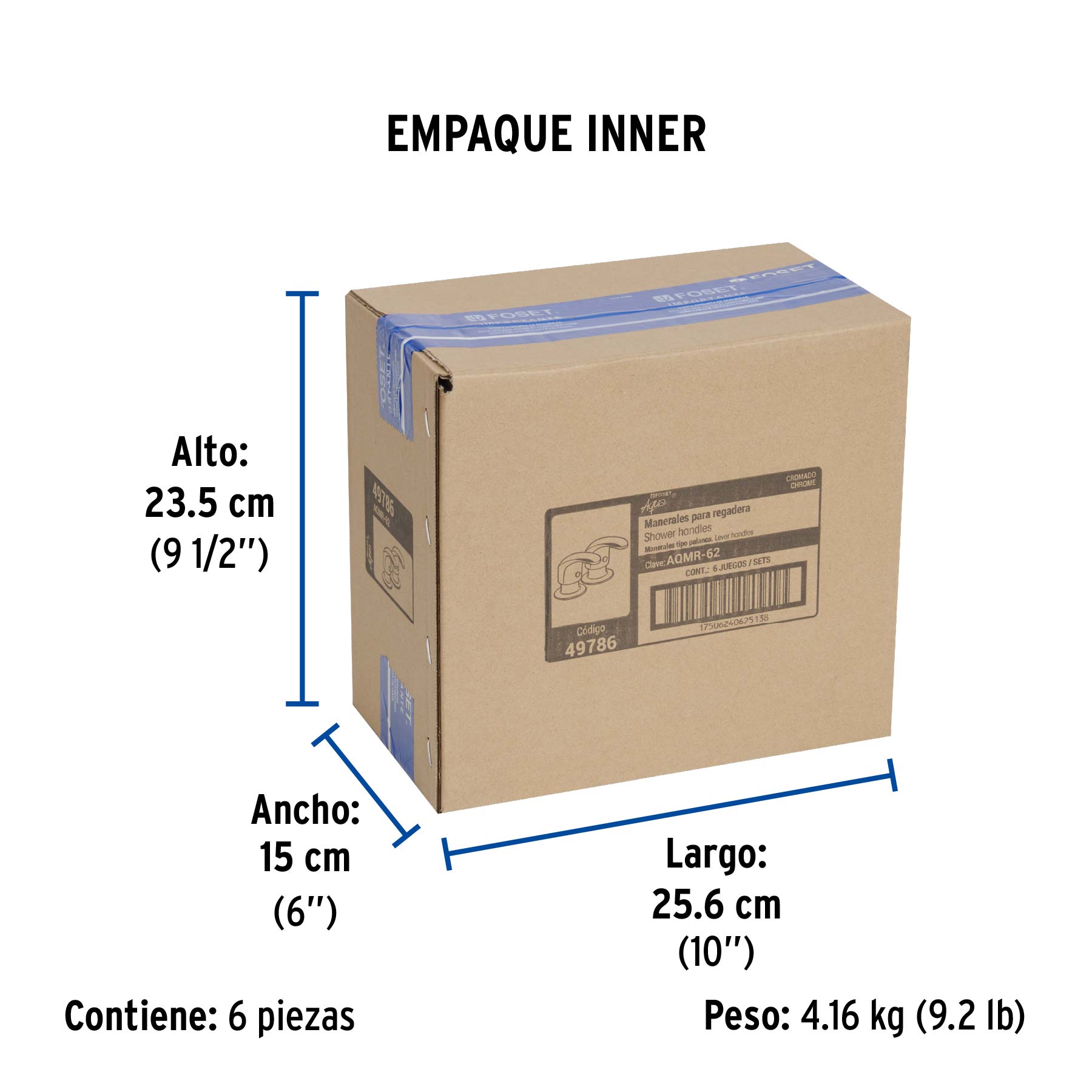 Juego de manerales de palanca para regadera, cromo, AQUA - Empaque