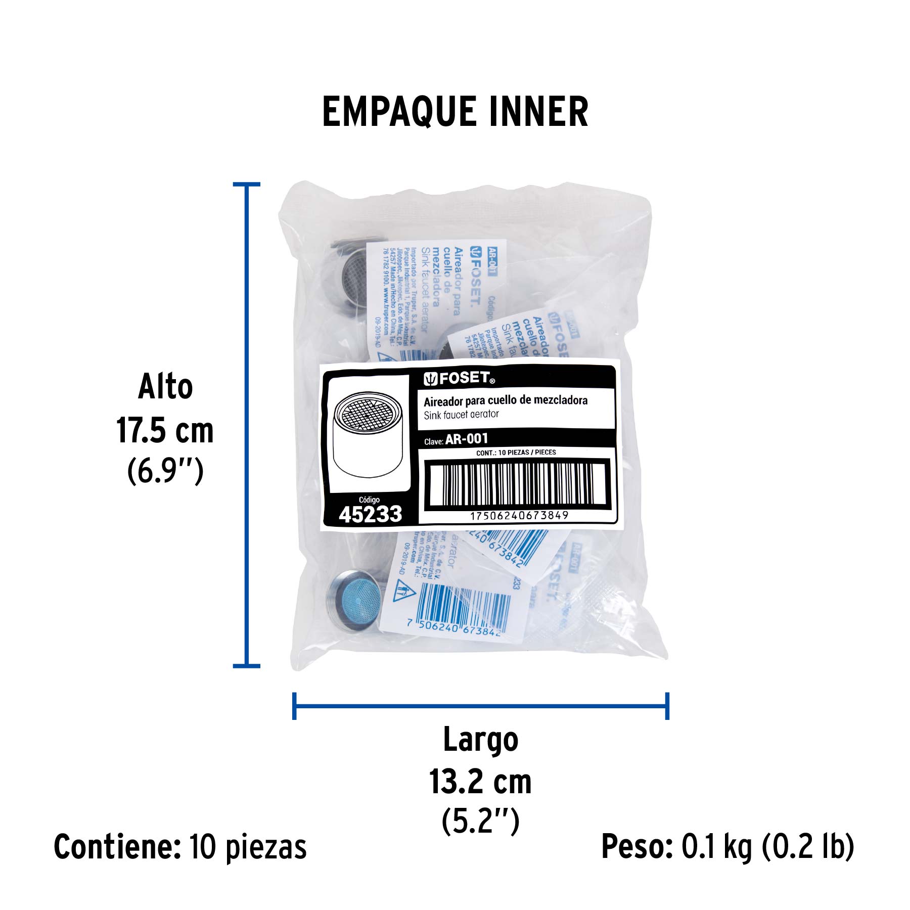 Aireador conexión hembra para cuello de mezcladora, FOSET - Empaque