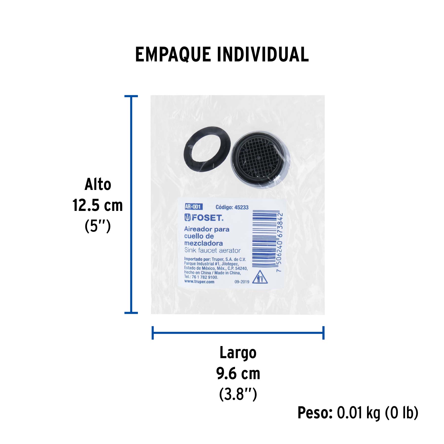 Aireador conexión hembra para cuello de mezcladora, FOSET - Empaque