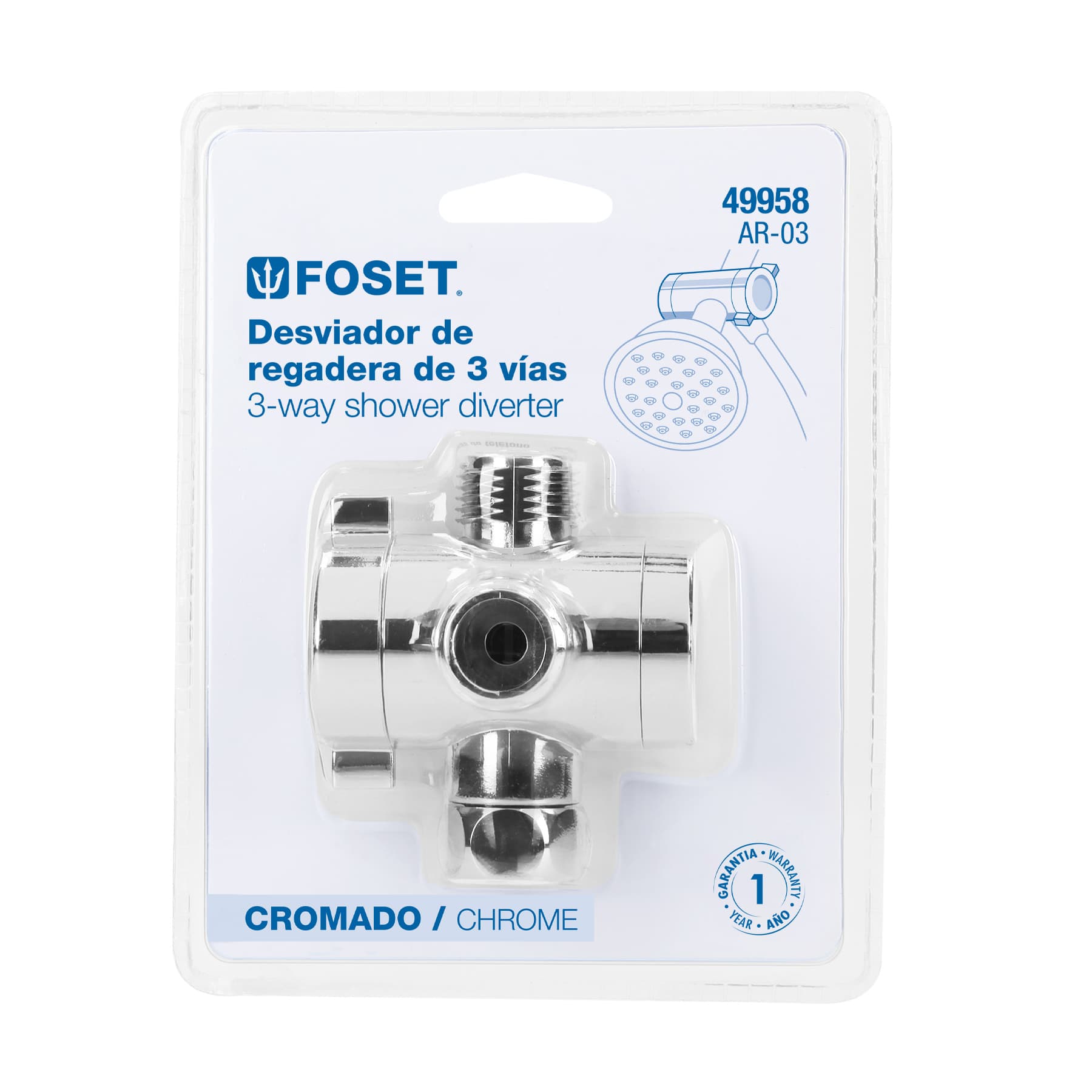 Desviador de 3 vías para brazo, cromo, FOSET RIVIERA