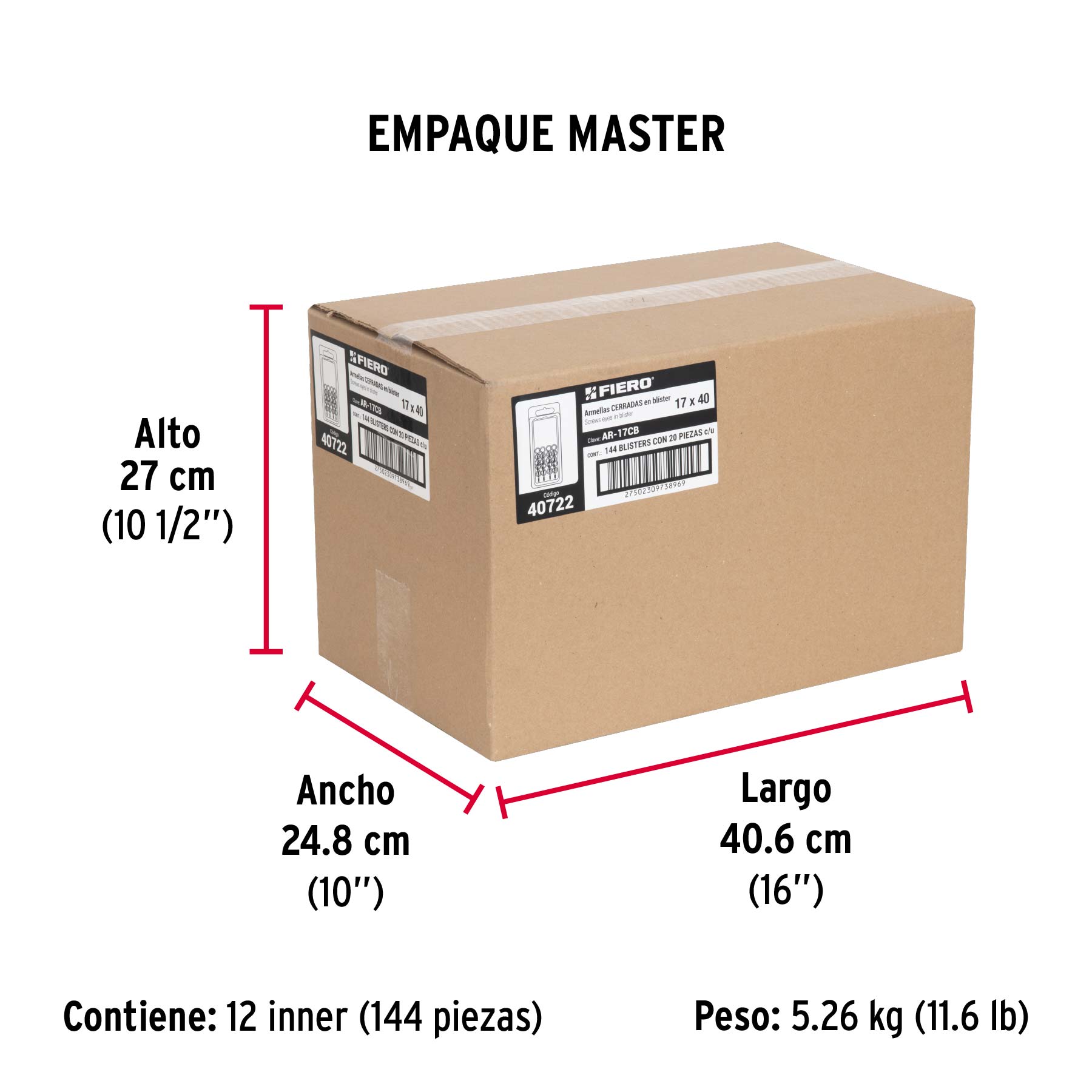 Blíster con 20 armellas cerradas de 17 x 40, FIERO - Empaque