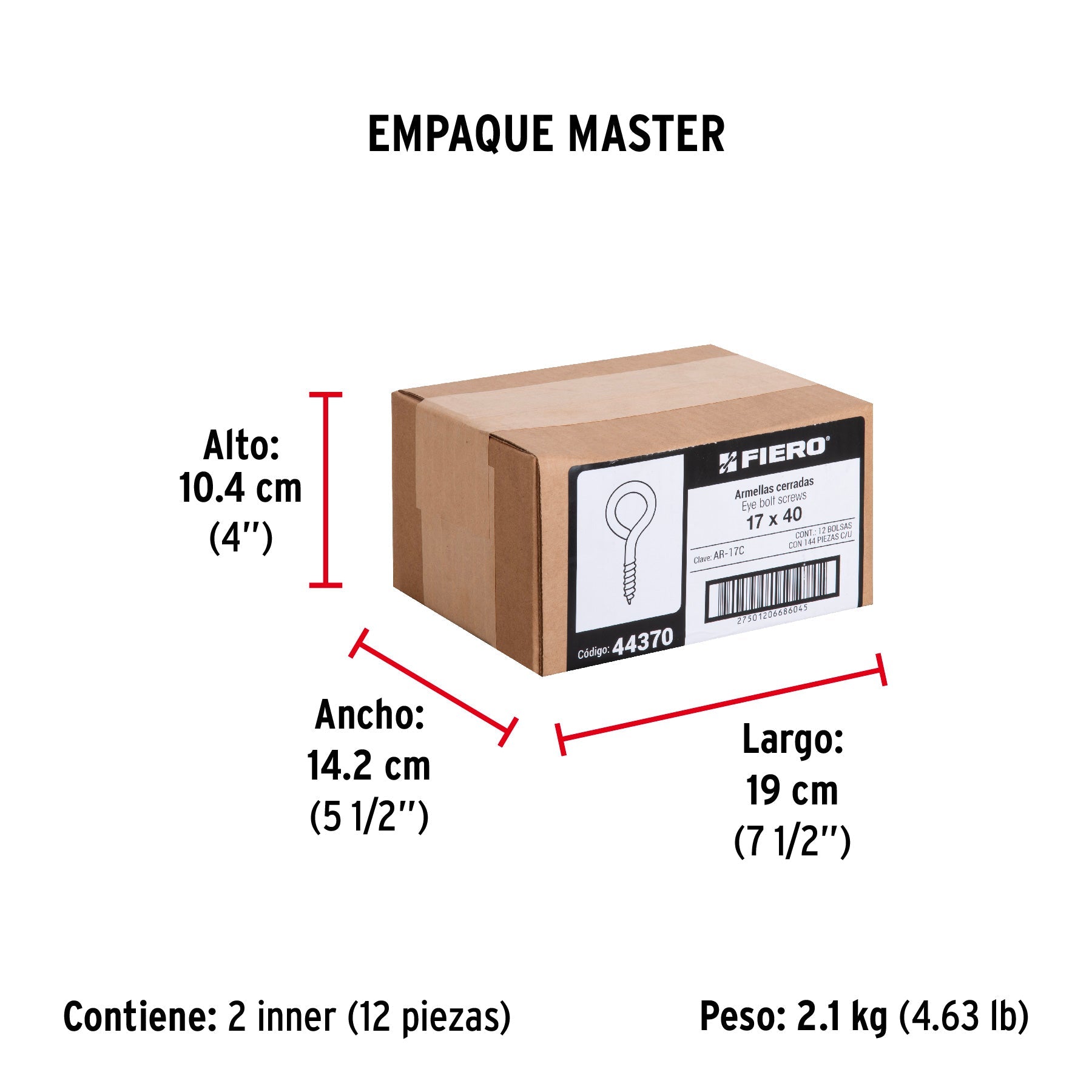 Bolsa con 144 armellas cerradas de 17 x 40, FIERO - Empaque