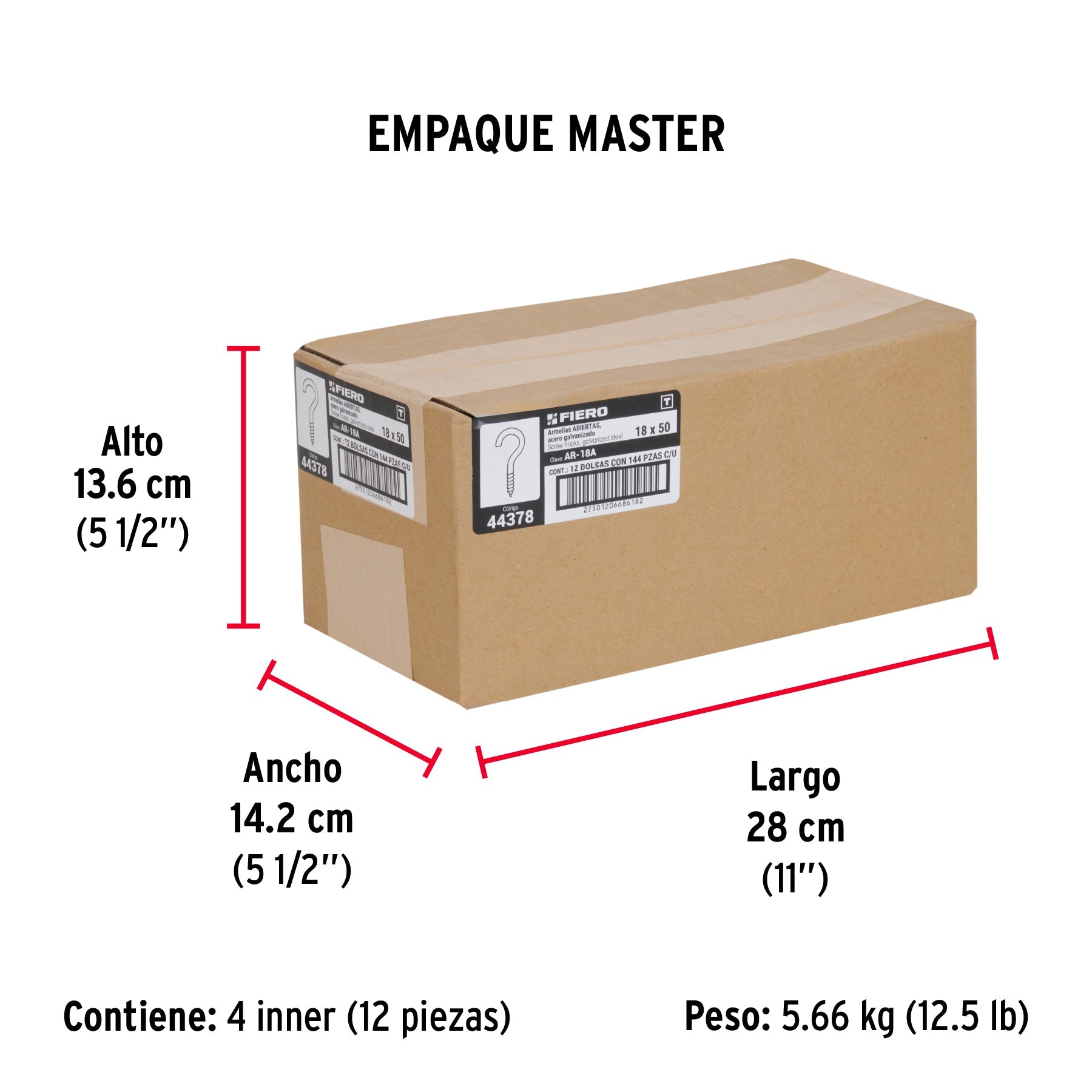 Bolsa con 144 armellas abiertas de 18 x 50, FIERO - Empaque