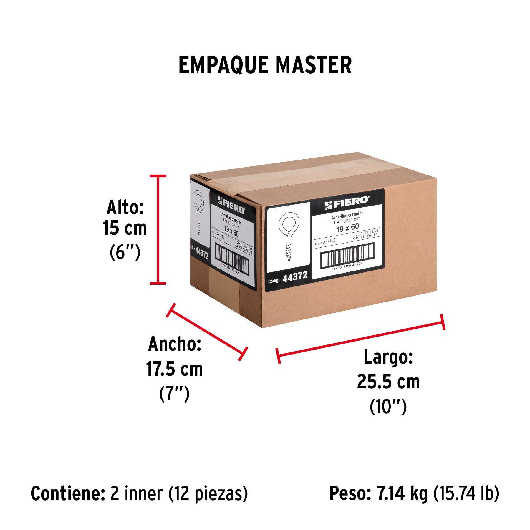 Bolsa con 144 armellas cerradas de 19 x 60, FIERO - Empaque