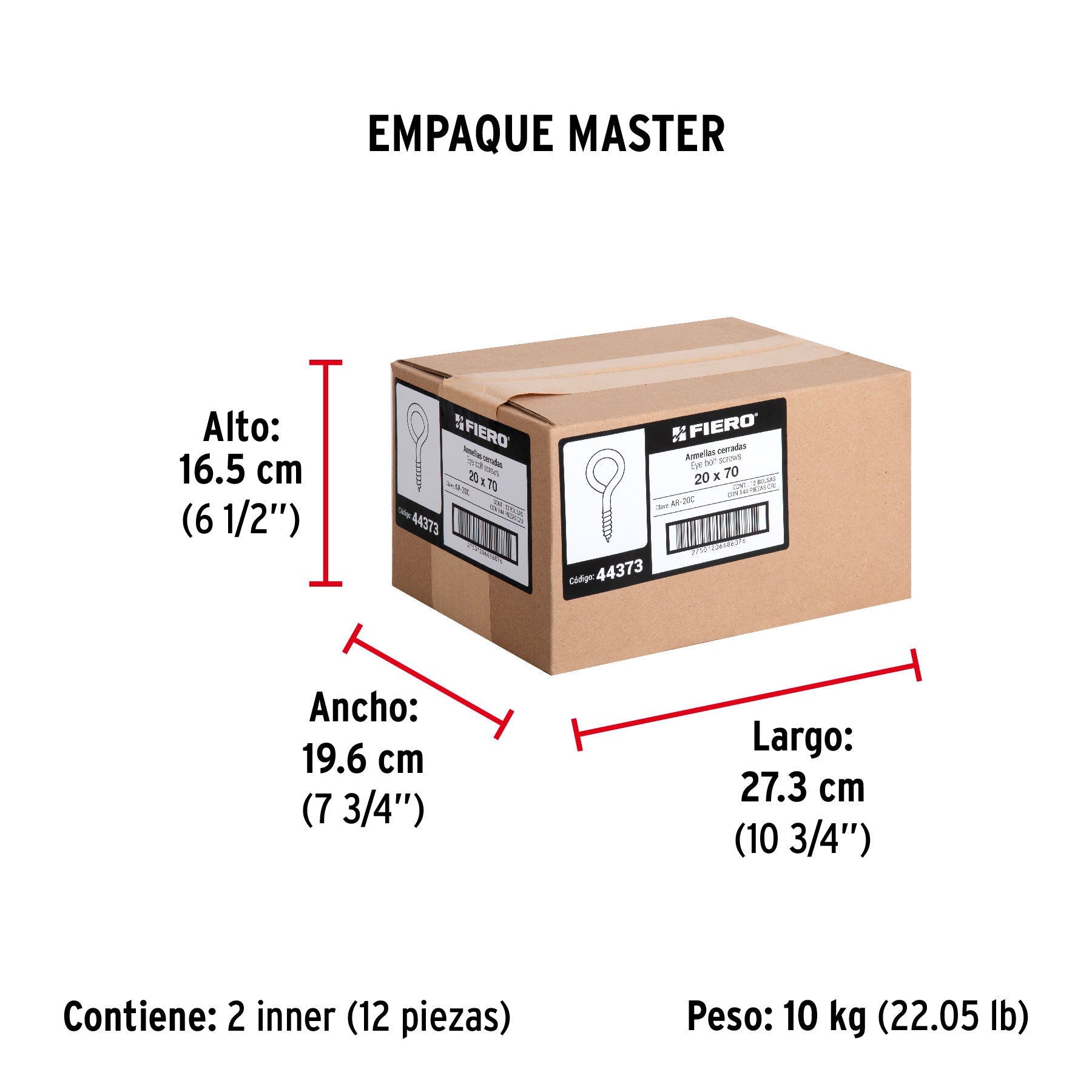 Bolsa con 144 armellas cerradas de 20 x 70, FIERO - Empaque