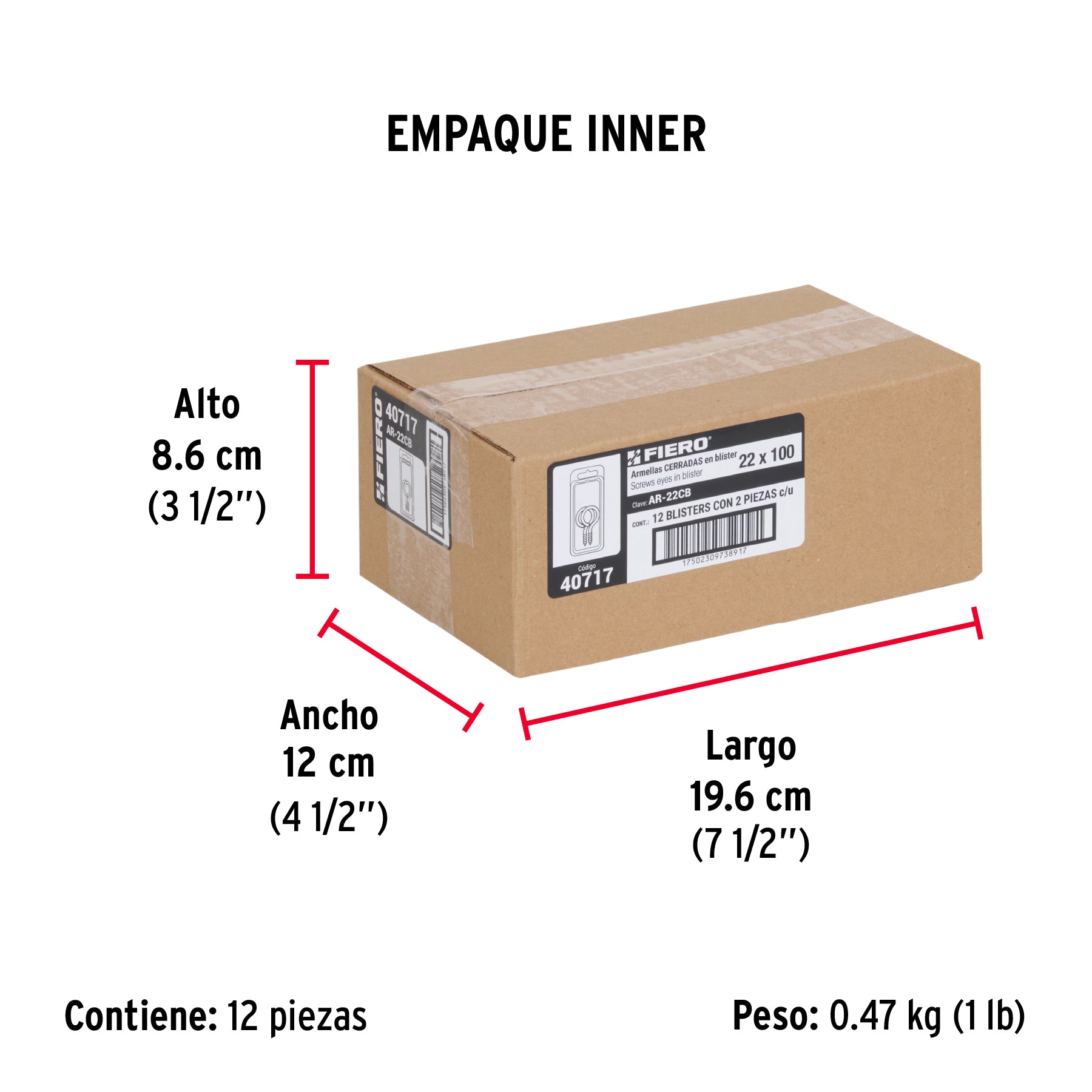 Blíster con 2 armellas cerradas de 22 x 100, FIERO - Empaque
