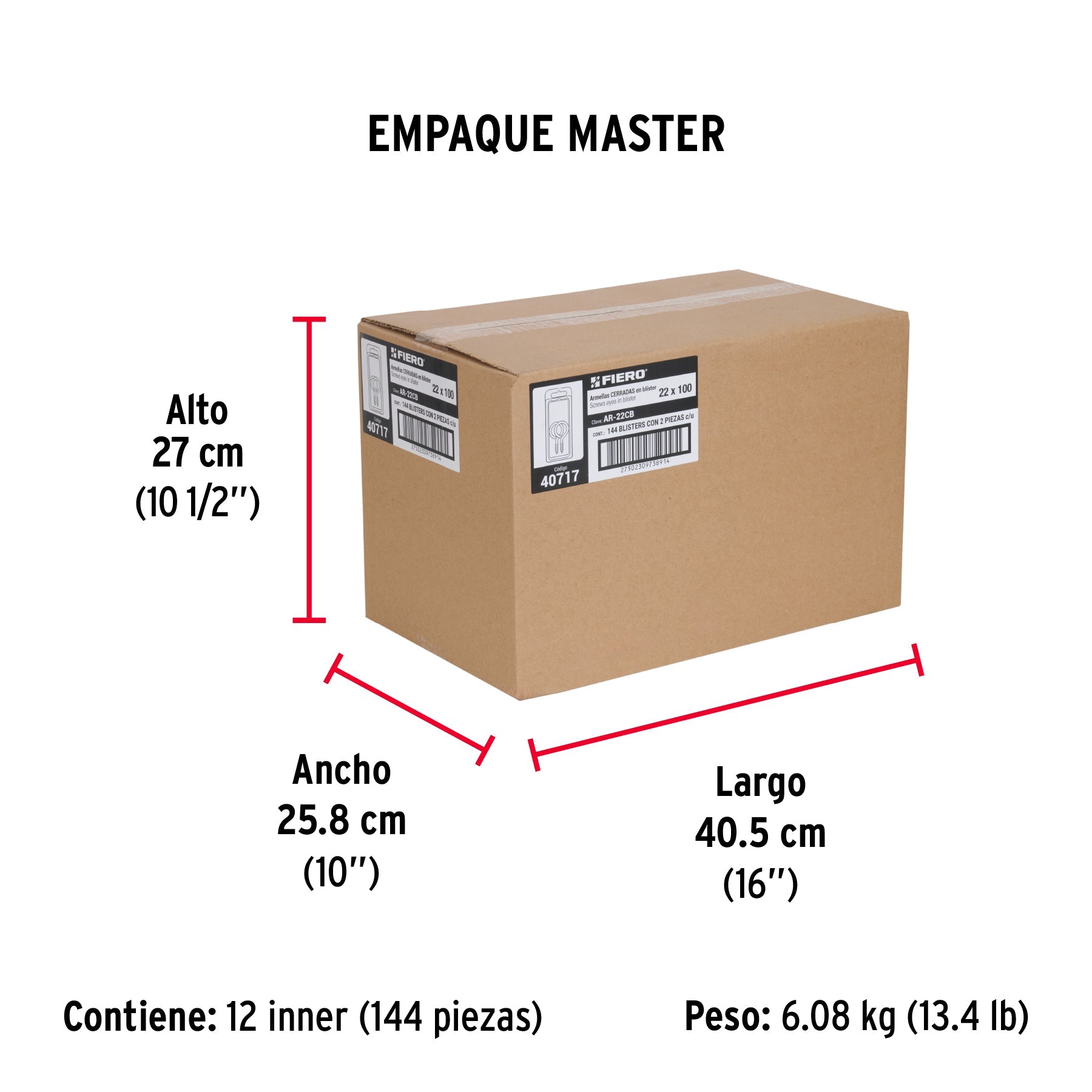 Blíster con 2 armellas cerradas de 22 x 100, FIERO - Empaque