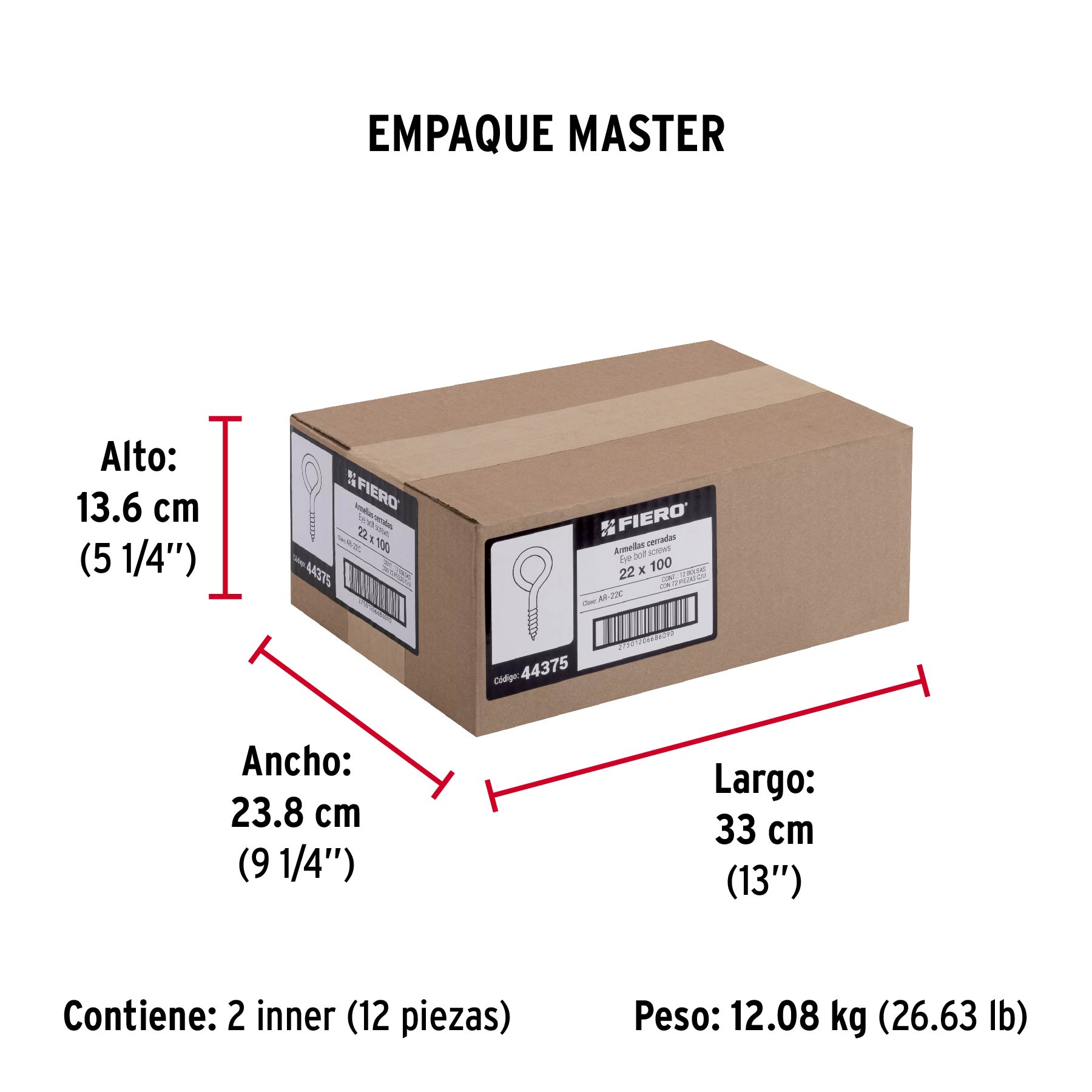 Bolsa con 72 armellas cerradas de 22 x 100, FIERO - Empaque
