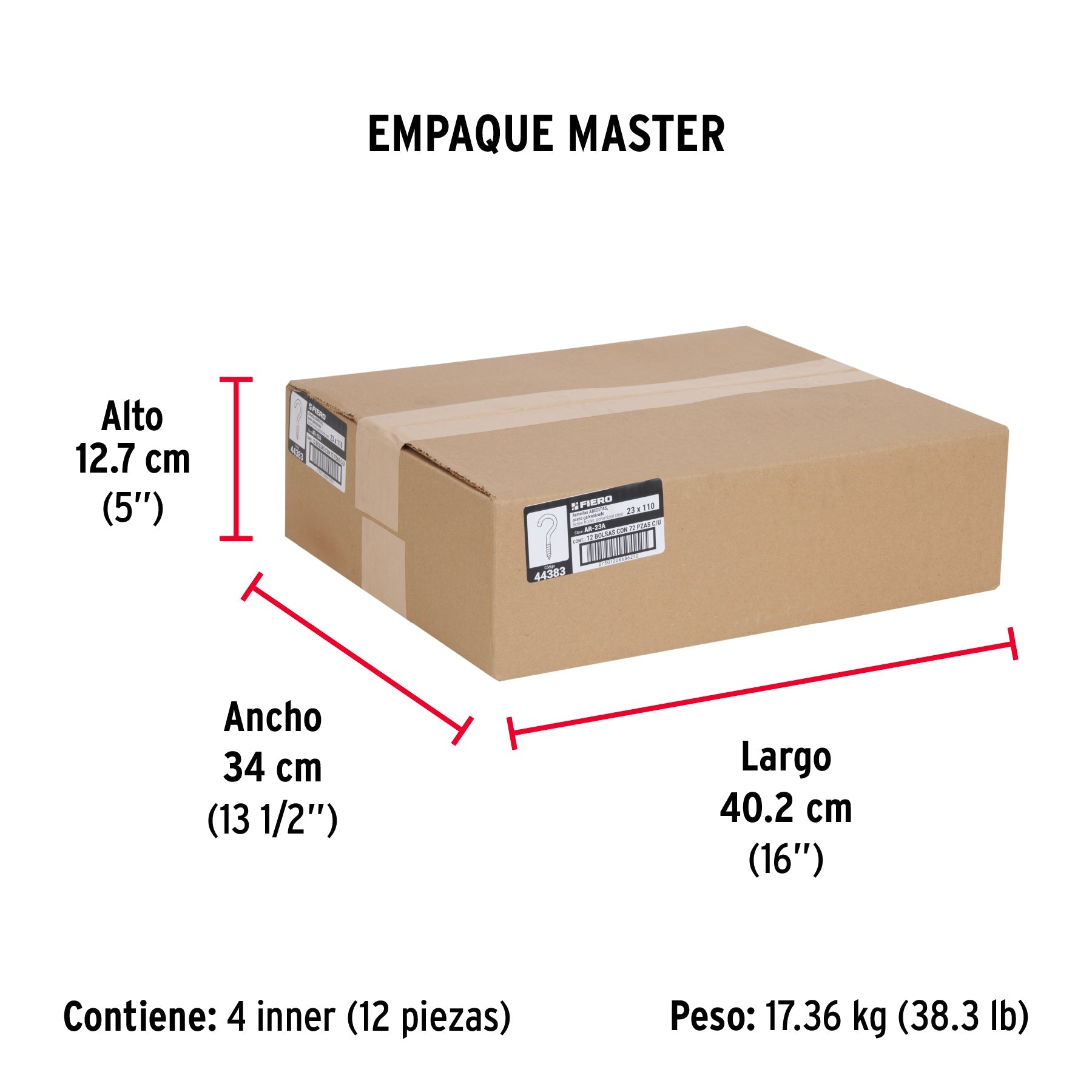 Bolsa con 72 armellas abiertas de 23 x 110, FIERO - Empaque