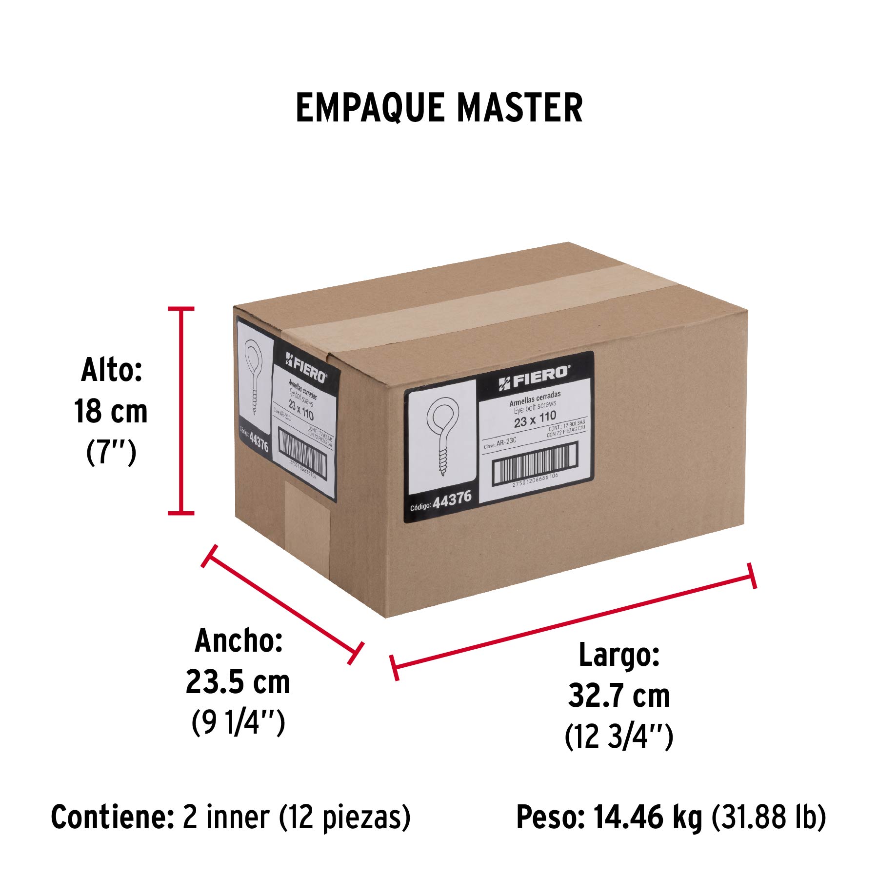 Bolsa con 72 armellas cerradas de 23 x 110, FIERO - Empaque