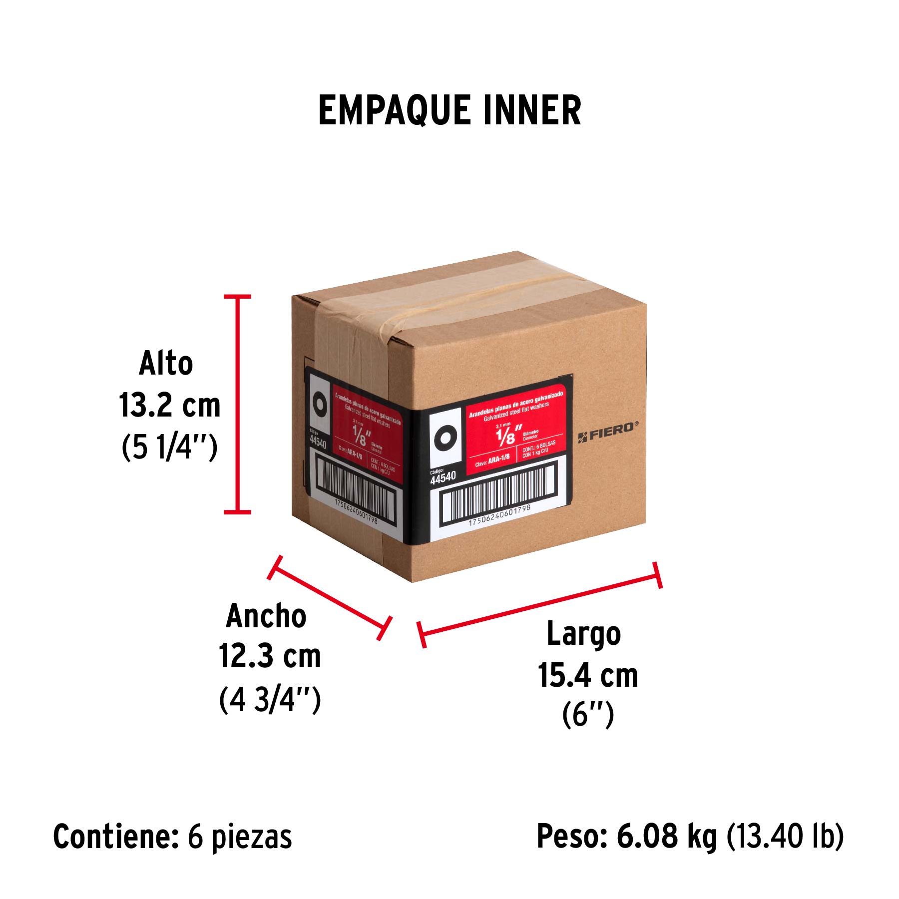 Bolsa de 1 kilo arandelas planas galvanizadas 1/8", FIERO - Empaque