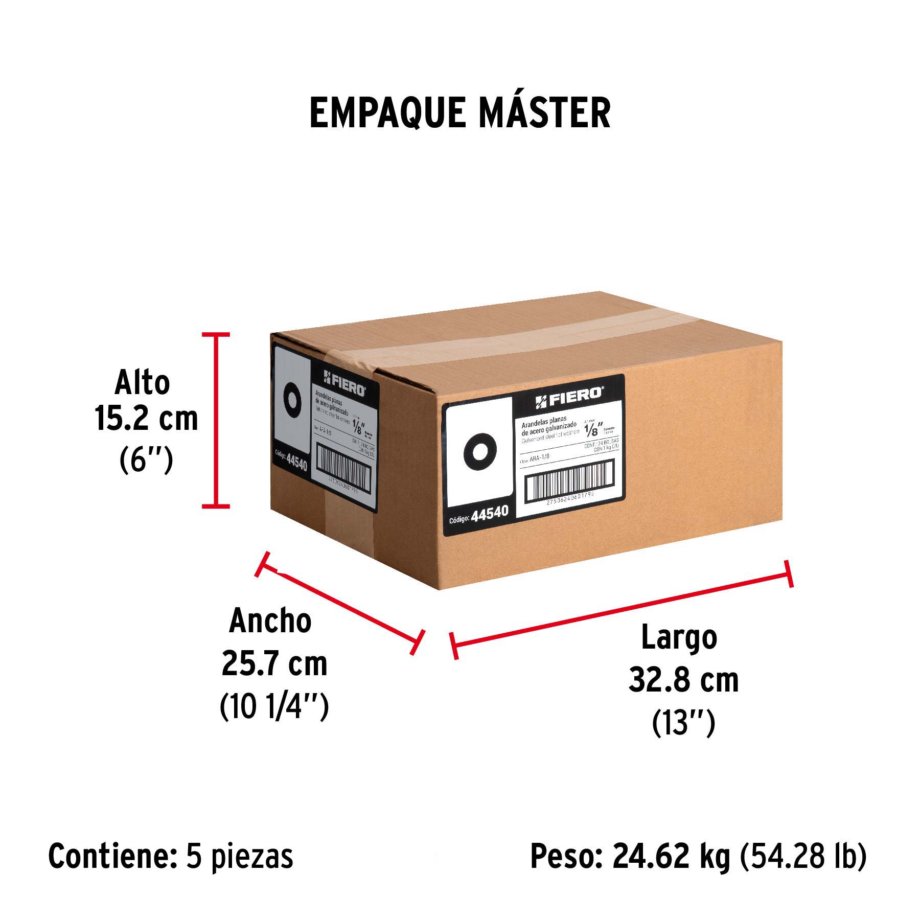 Bolsa de 1 kilo arandelas planas galvanizadas 1/8", FIERO - Empaque