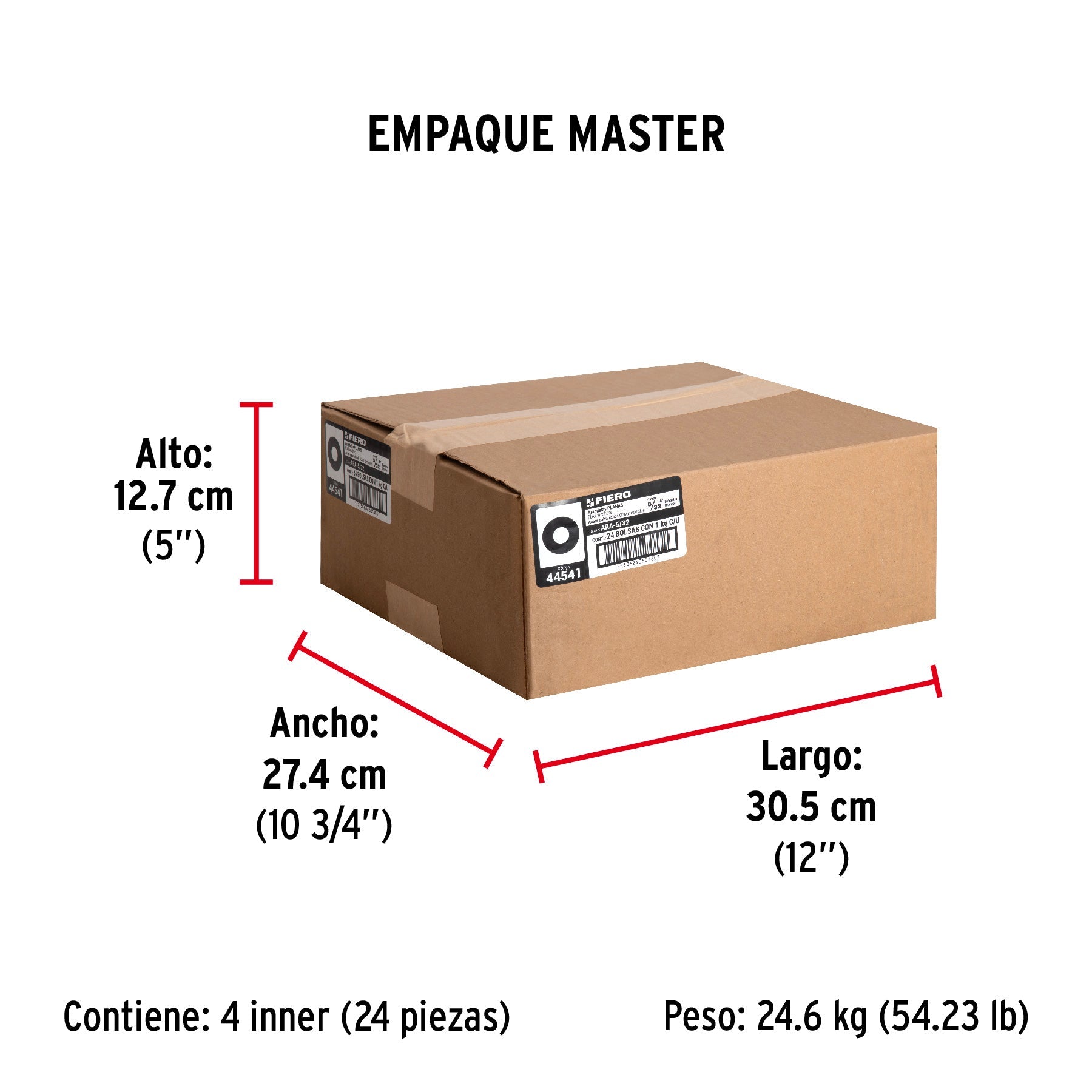 Bolsa de 1 kilo arandelas planas galvanizadas 5/32", FIERO - Empaque