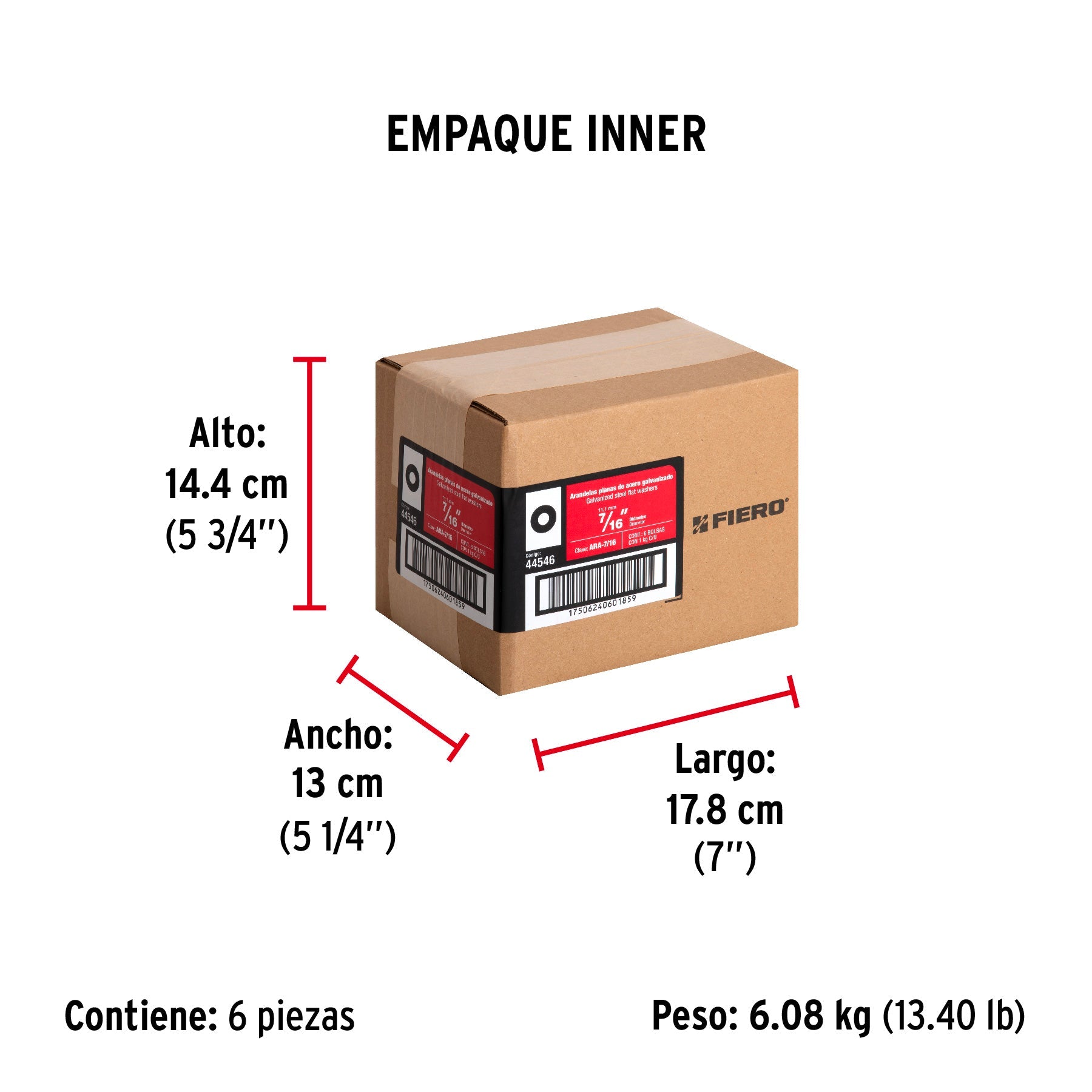 Bolsa de 1 kilo arandelas planas galvanizadas 7/16", FIERO - Empaque