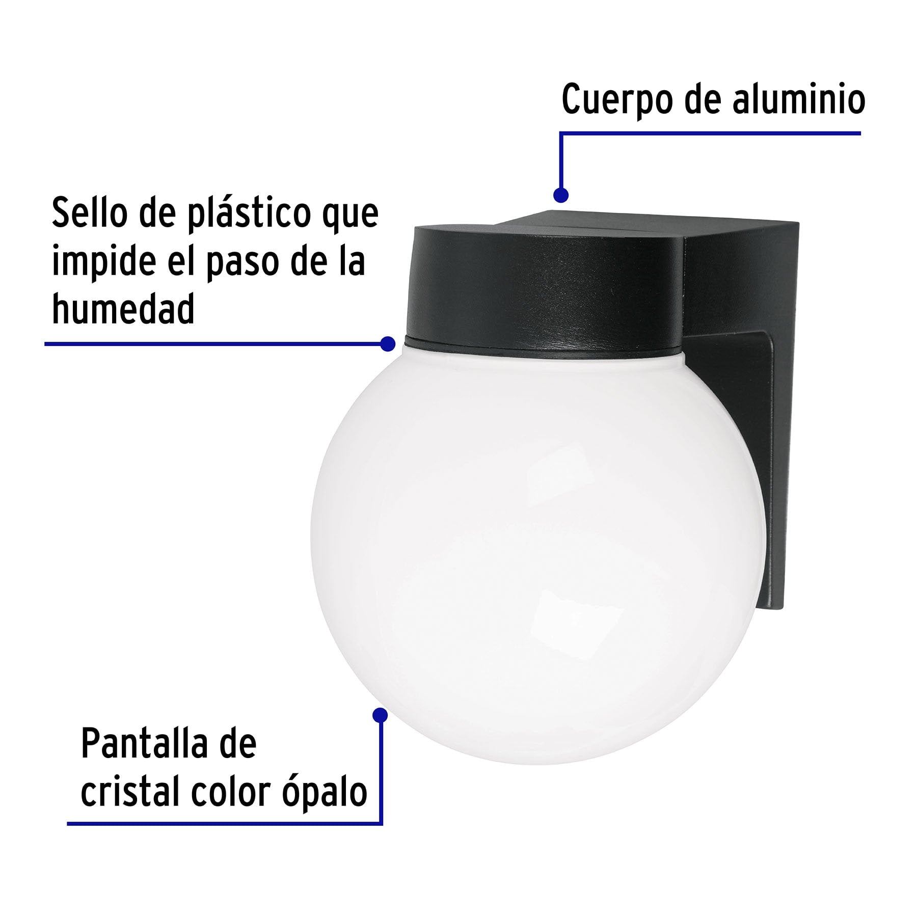 Arbotante de LED 8 W tipo globo luz cálida, VOLTECK