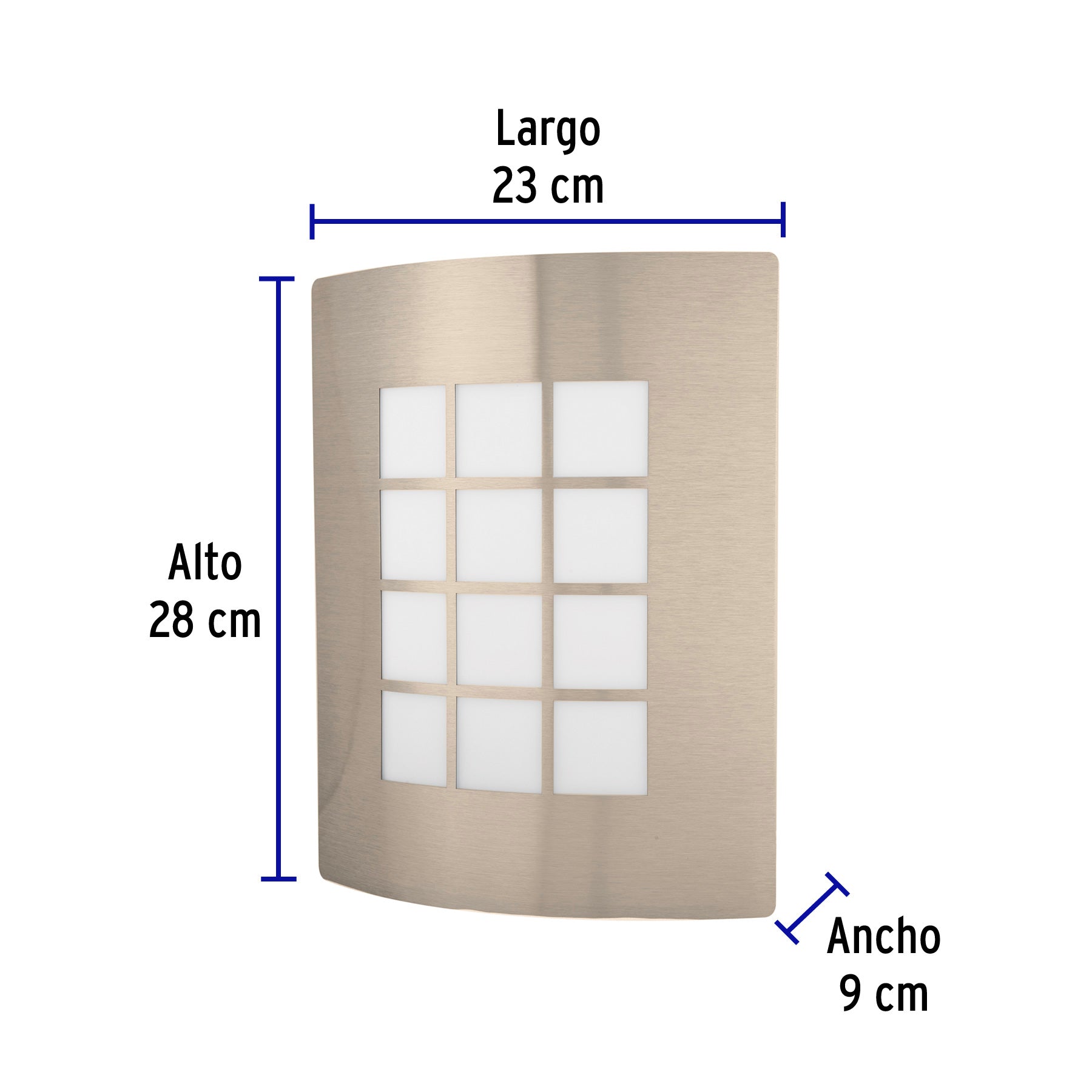 Arbotante decorativo cuerpo acero inox, lámpara no incluida