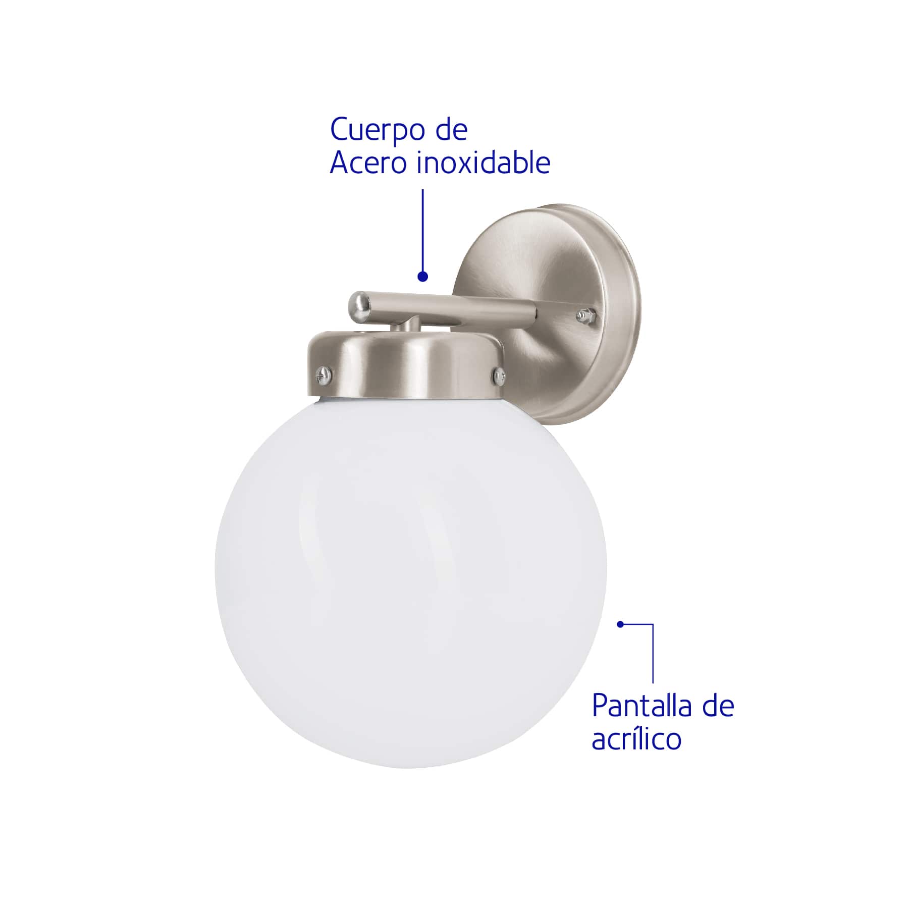 Arbotante tipo globo soportado, 1XE27