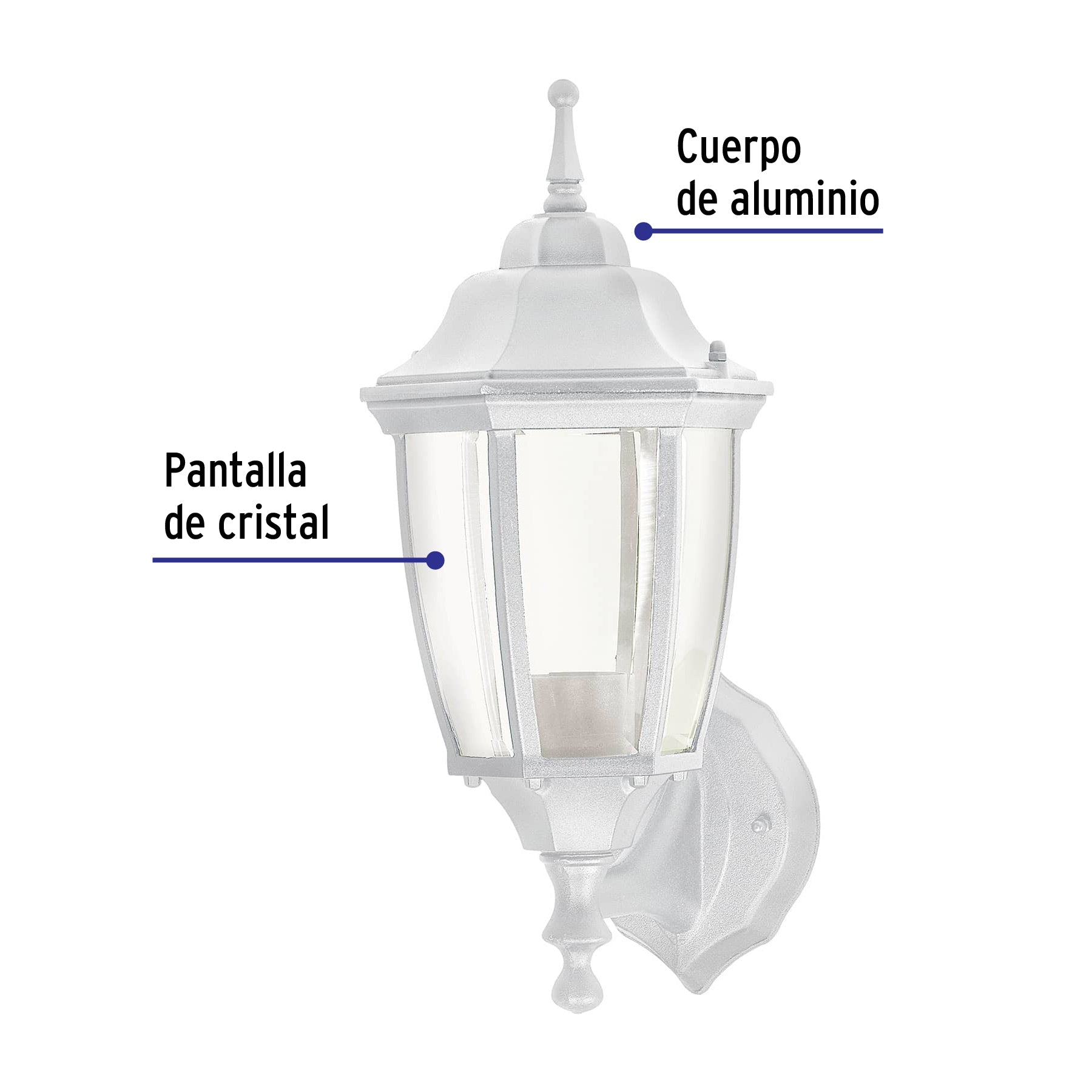 Arbotante tipo farol tradicional soportado p/exterior blanco