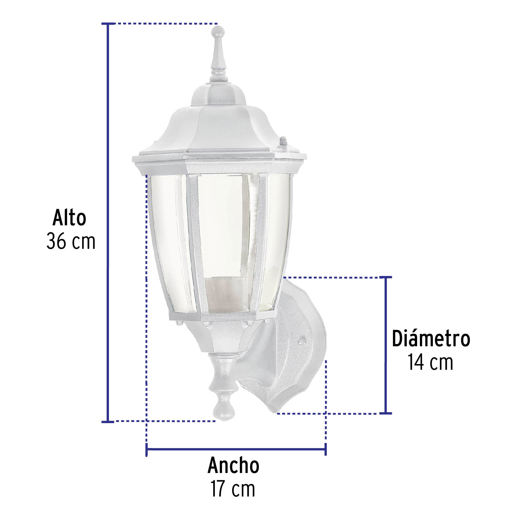Arbotante tipo farol tradicional soportado p/exterior blanco